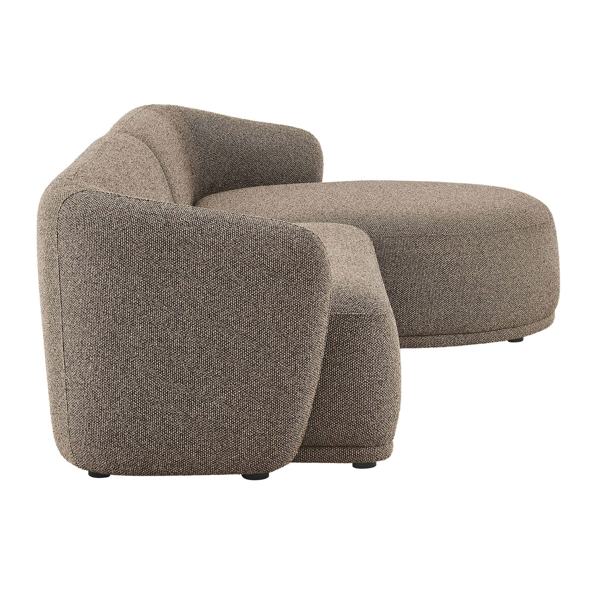 Monica 2 Piece Right Facing Boucle Fabric Modular Sofa with Chaise, Earth