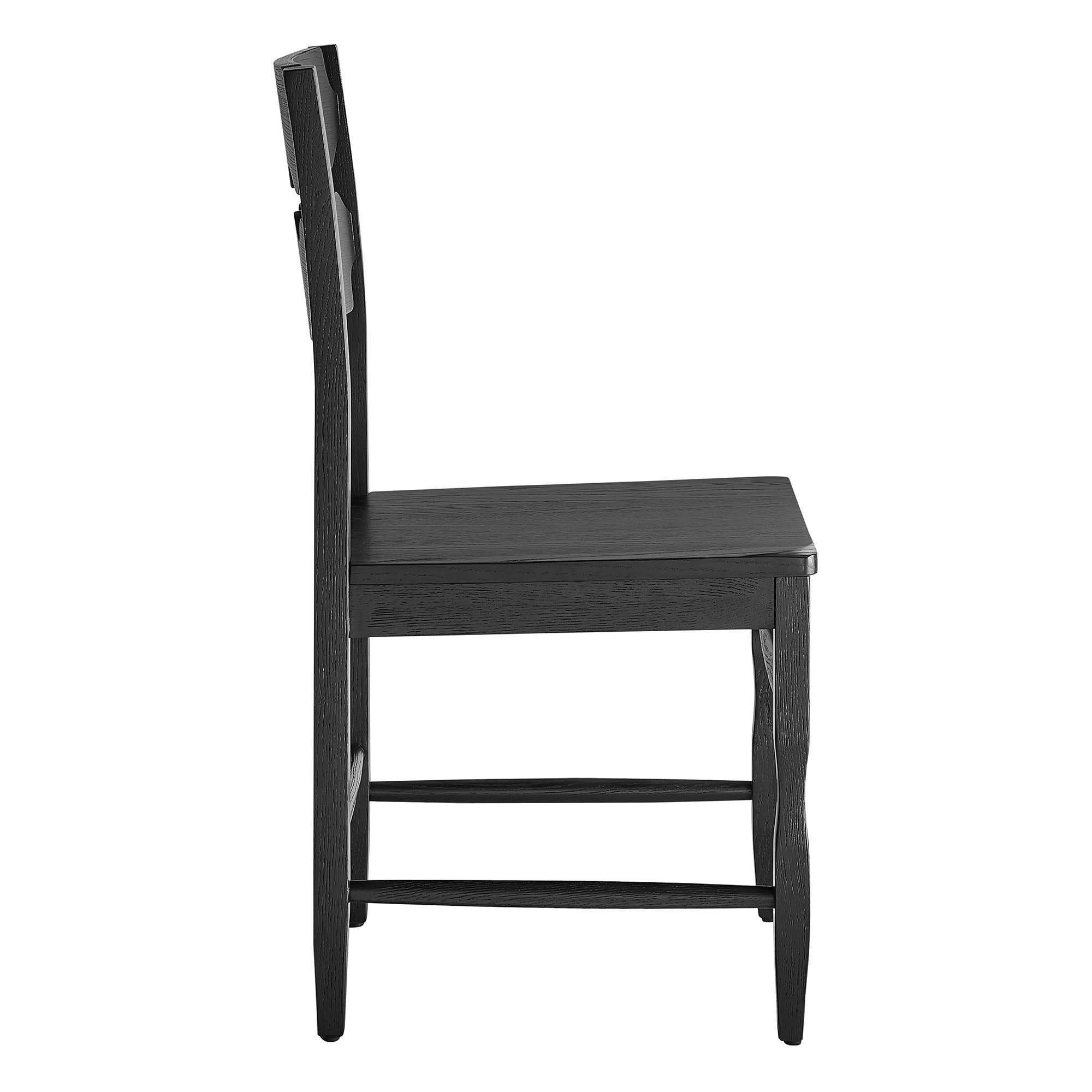 Jax Oak Wood Dining Chair With Wavy Razor Back, Black