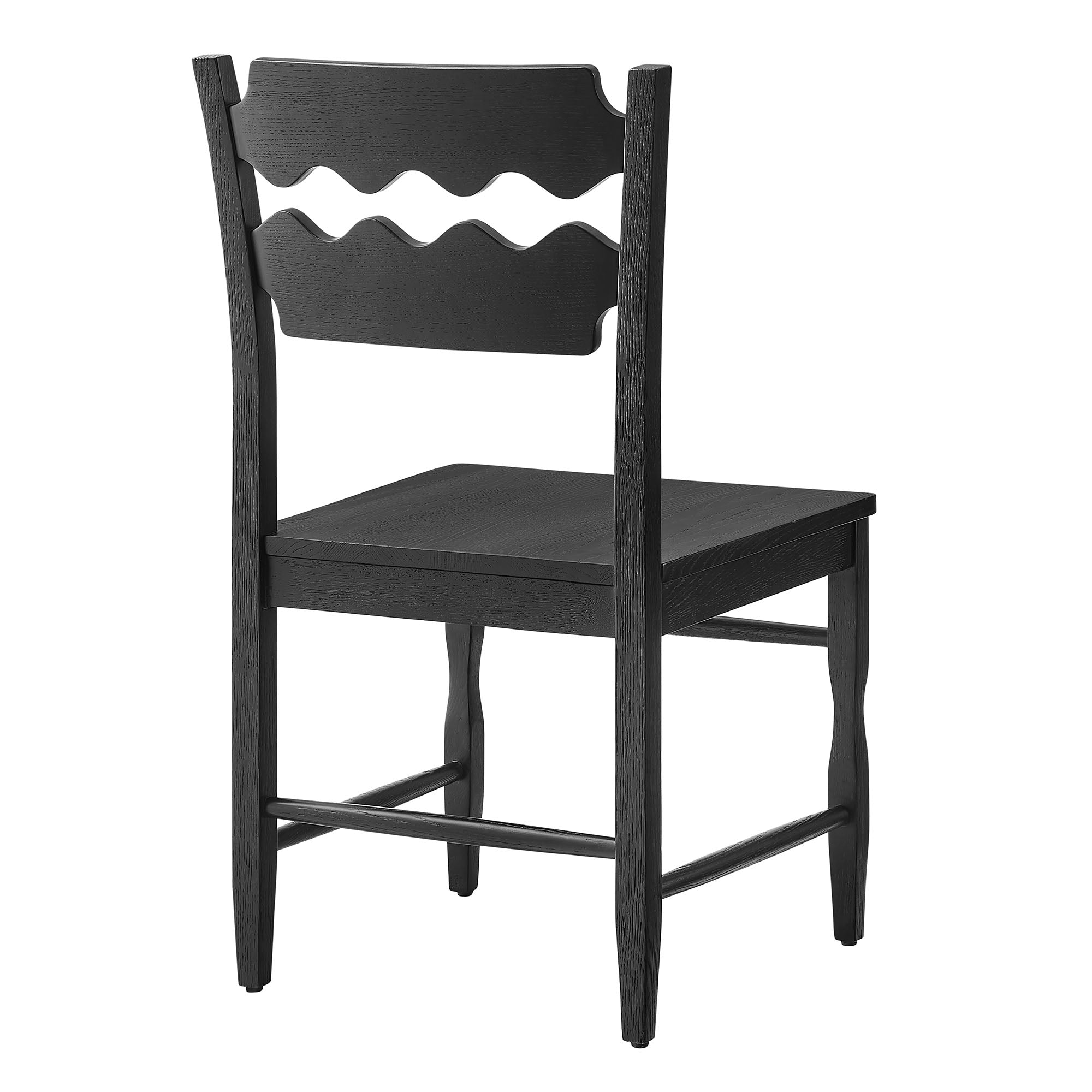 Jax Oak Wood Dining Chair With Wavy Razor Back, Black