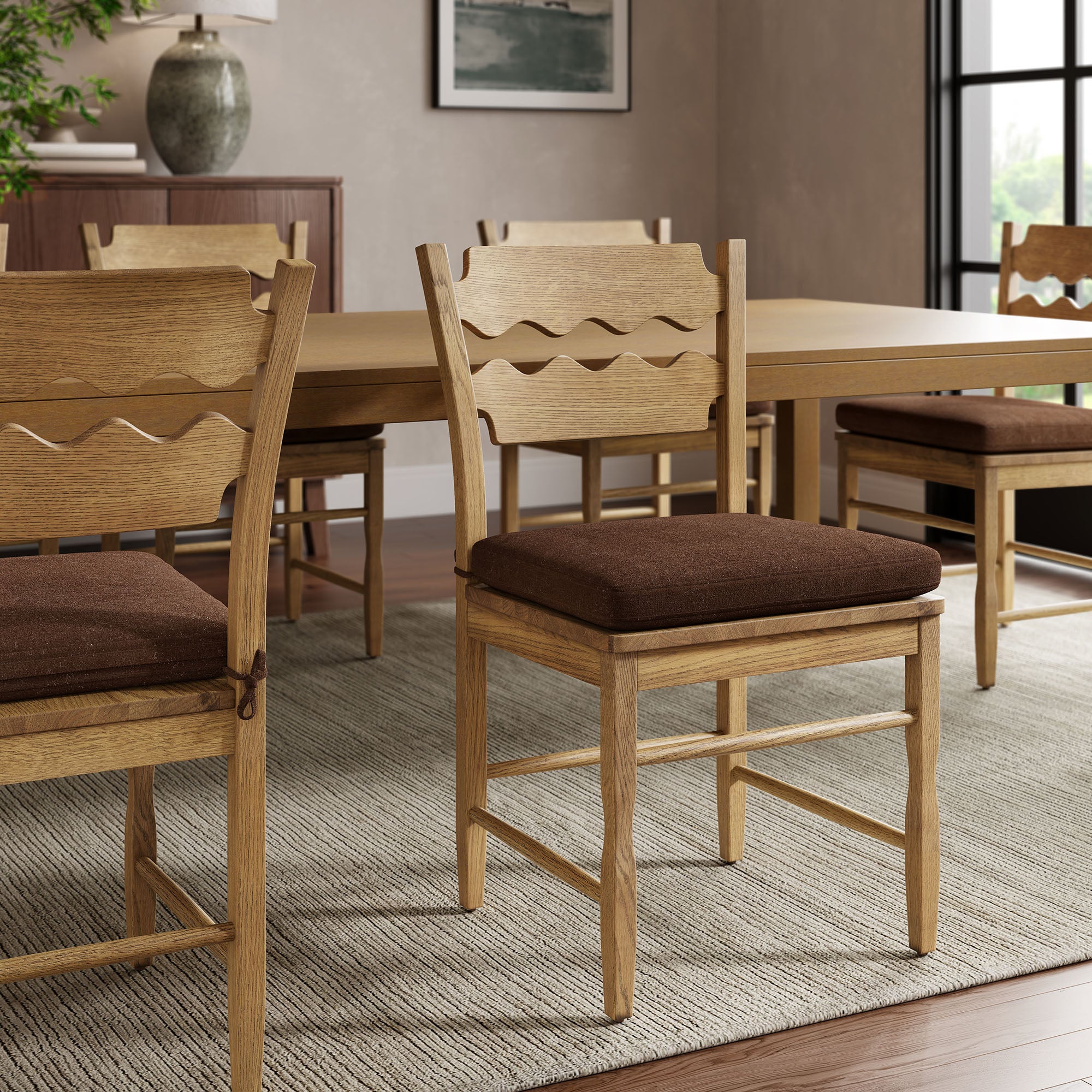 Jax Fabric Dining Chair Seat Cushion, Cocoa