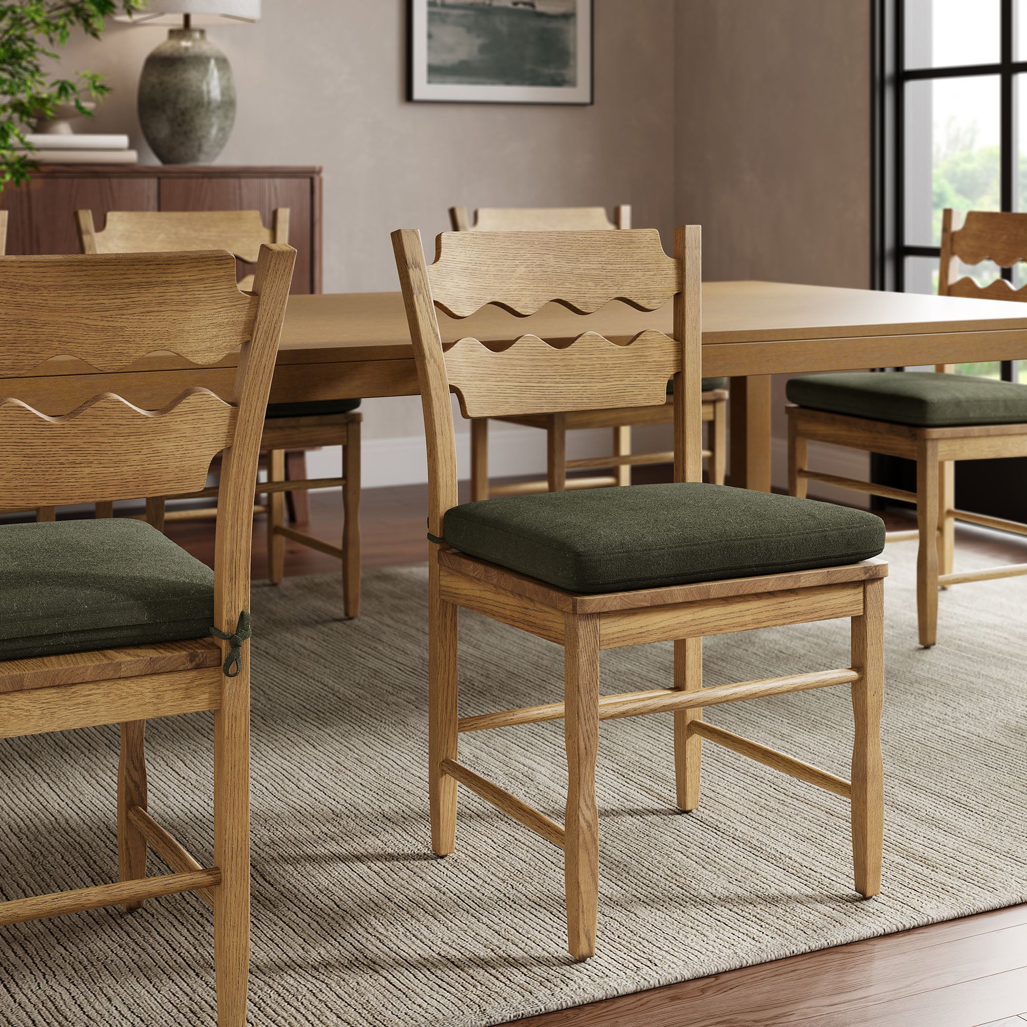 Jax Fabric Dining Chair Seat Cushion, Sage