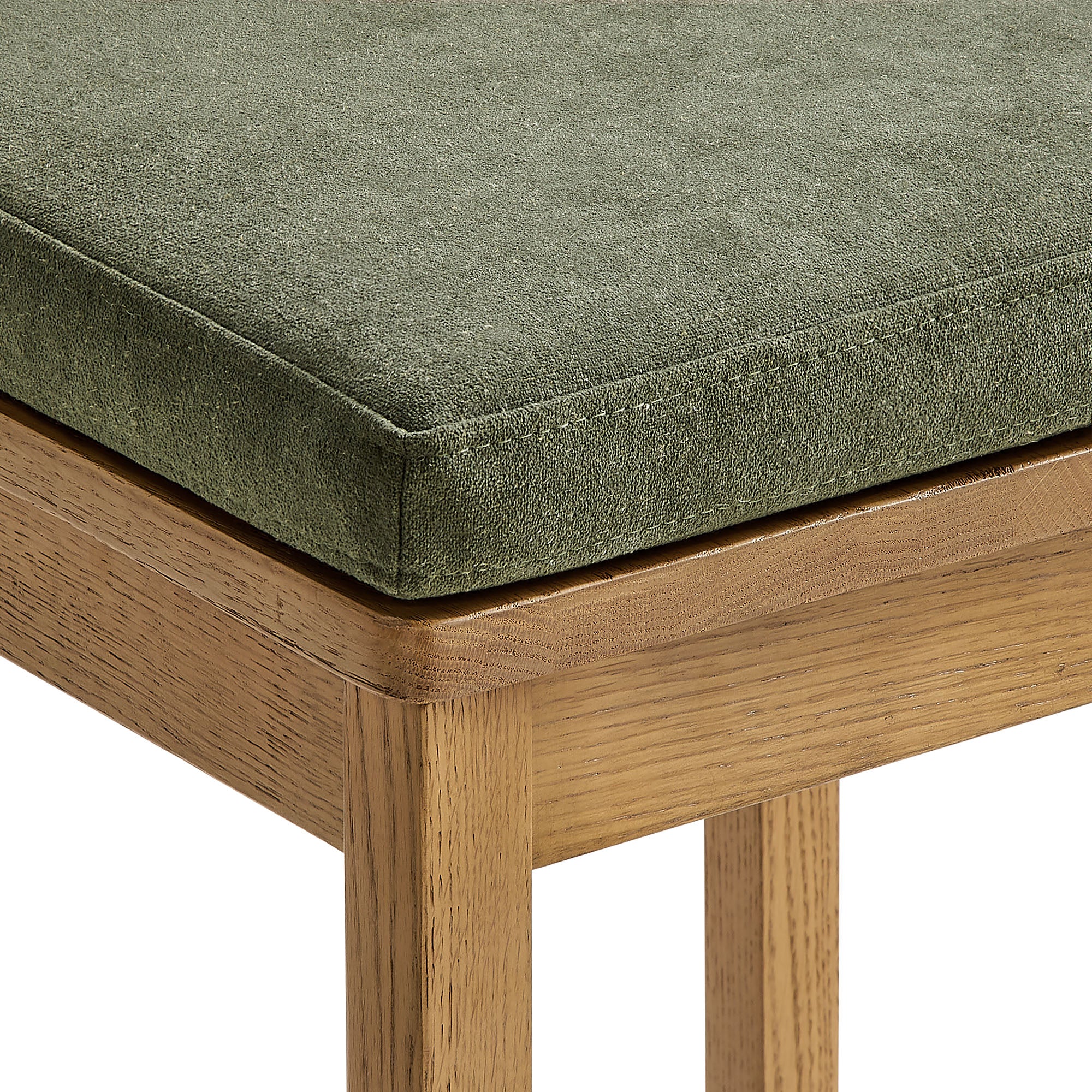 Jax Oak Wood Bar Stool With Wavy Razor Back and Cushion, Weathered Oak Sage