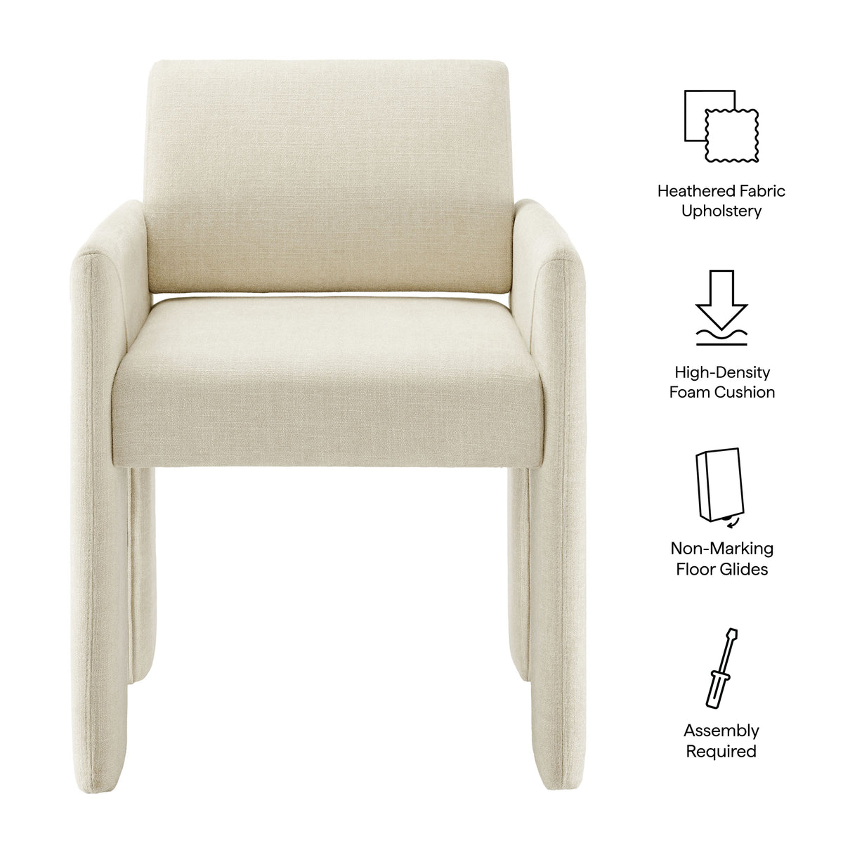 Daven Fabric Upholstered Dining Chair, Ecru