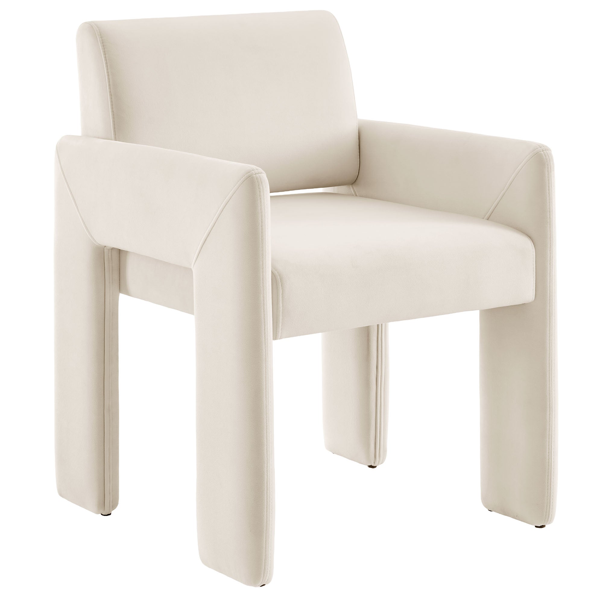 Daven Stain-Resistant Performance Velvet Dining Armchair, Alabaster