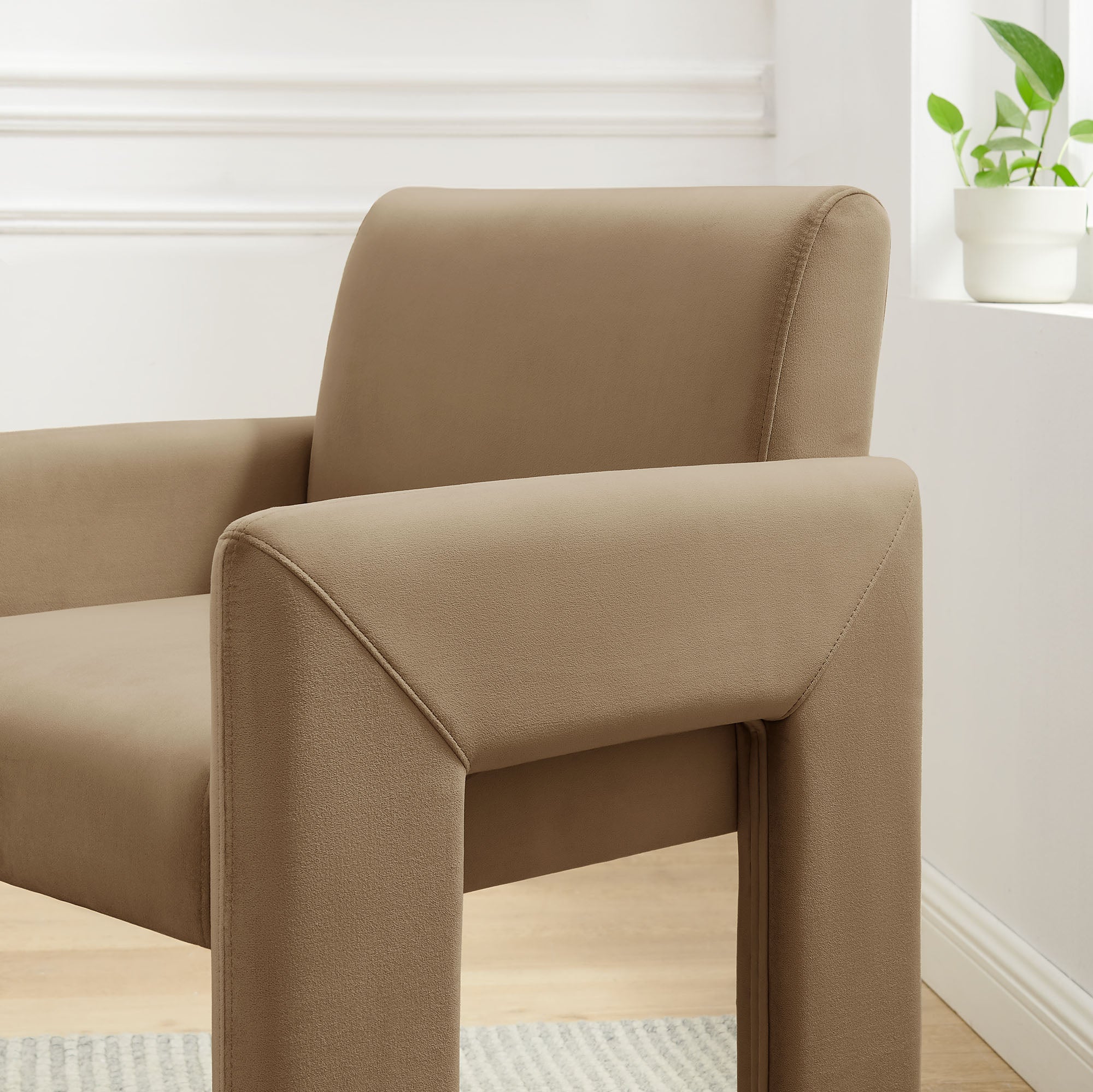 Daven Stain-Resistant Performance Velvet Dining Armchair, Taupe