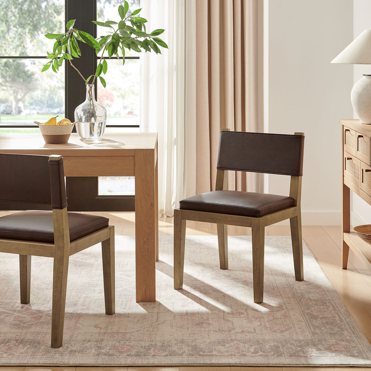 Calder Vegan Leather Dining Side Chair, Espresso