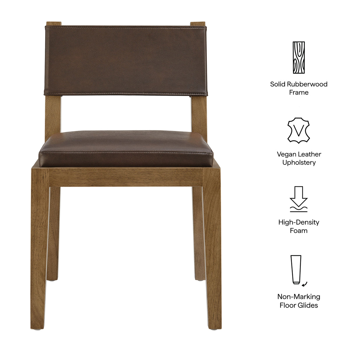Calder Vegan Leather Dining Side Chair, Espresso