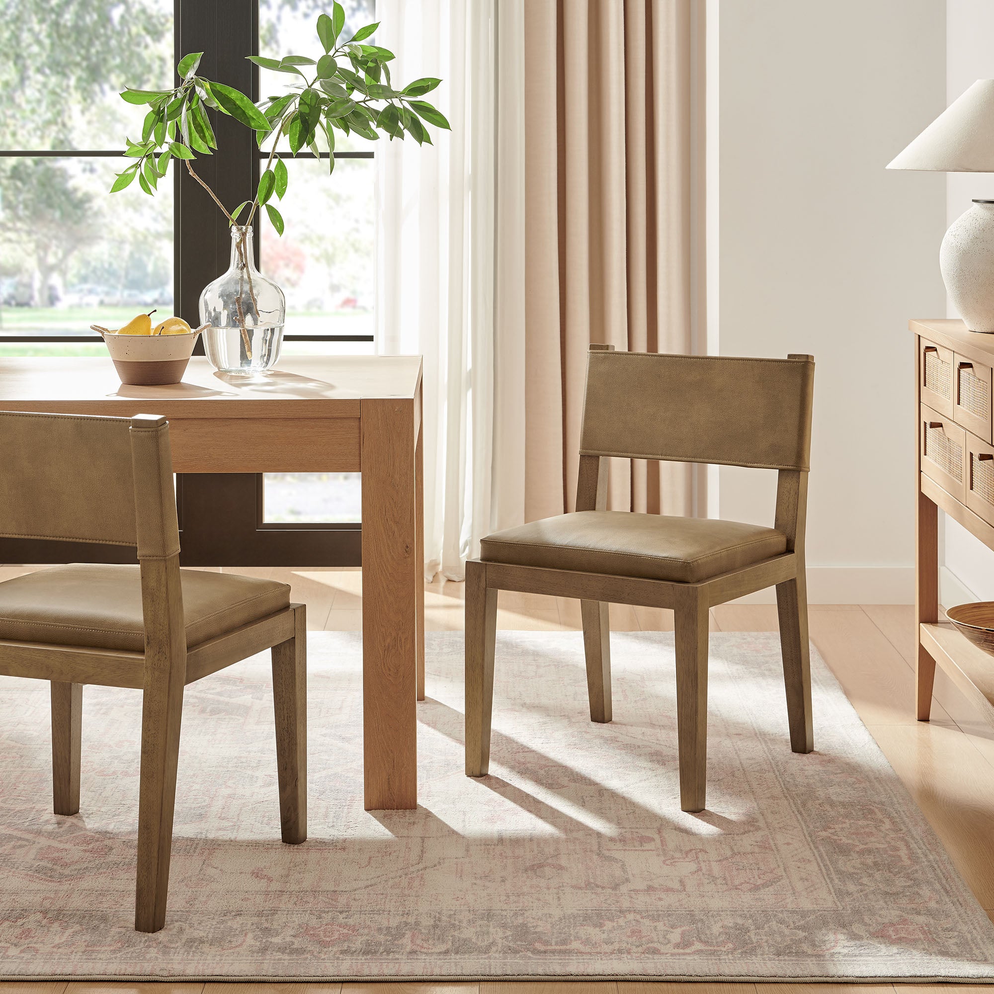 Calder Vegan Leather Dining Side Chair, Toast