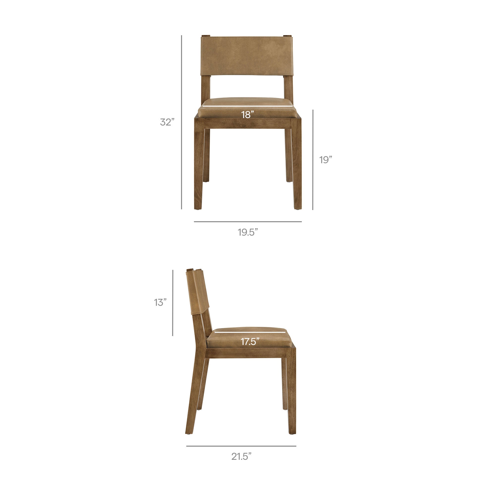 Calder Vegan Leather Dining Side Chair, Toast