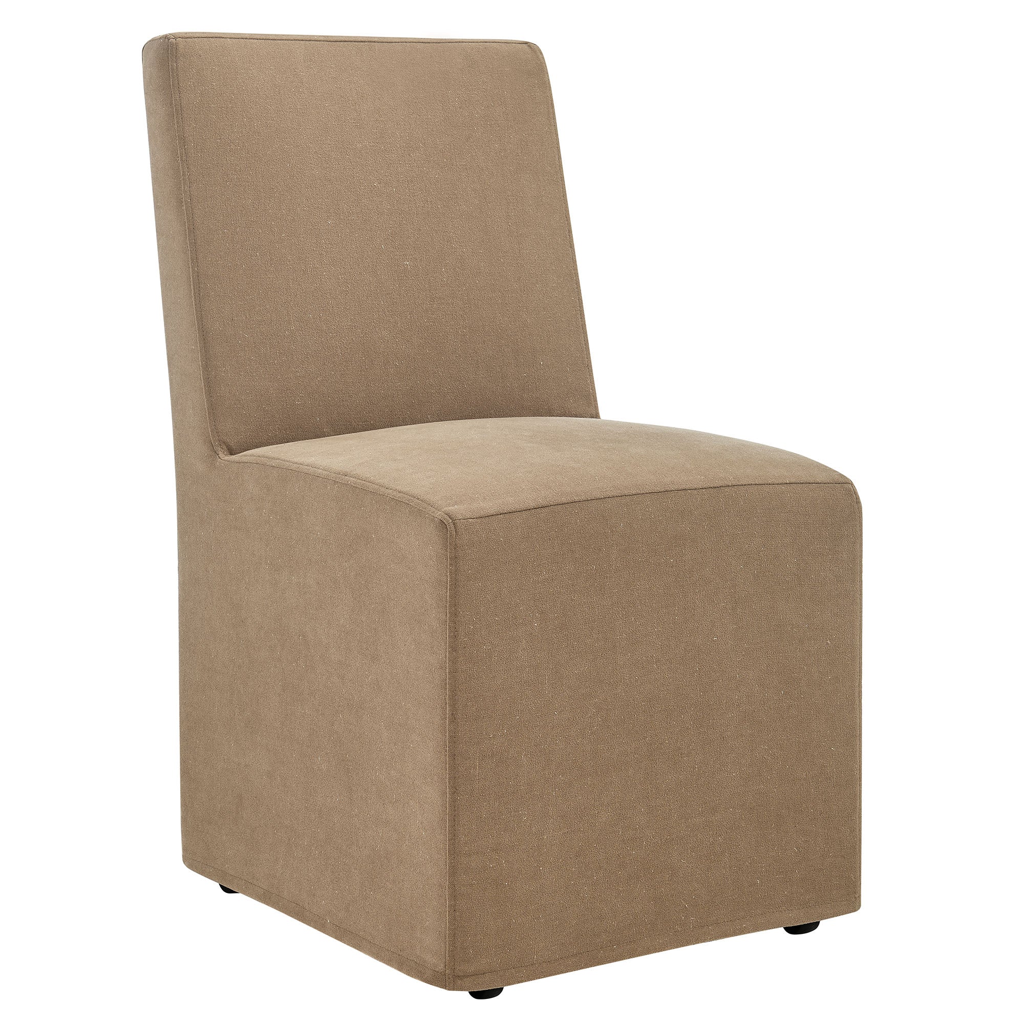 Tessera Upholstered Linen-Blend Slipcovered Dining Chair, Almond