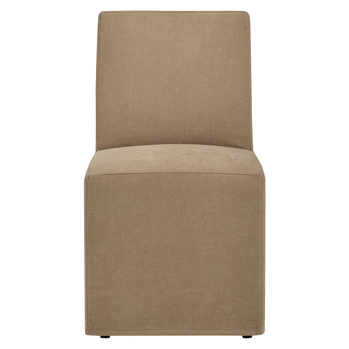 Tessera Upholstered Linen-Blend Slipcovered Dining Chair, Almond