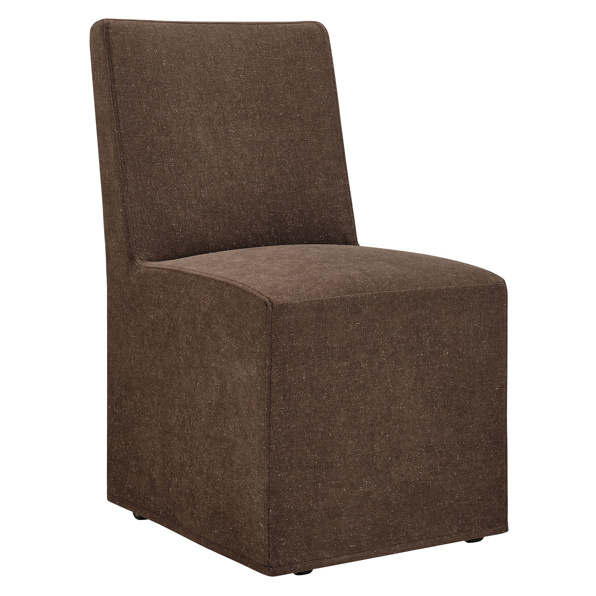 Tessera Upholstered Linen-Blend Slipcovered Dining Chair, Cocoa