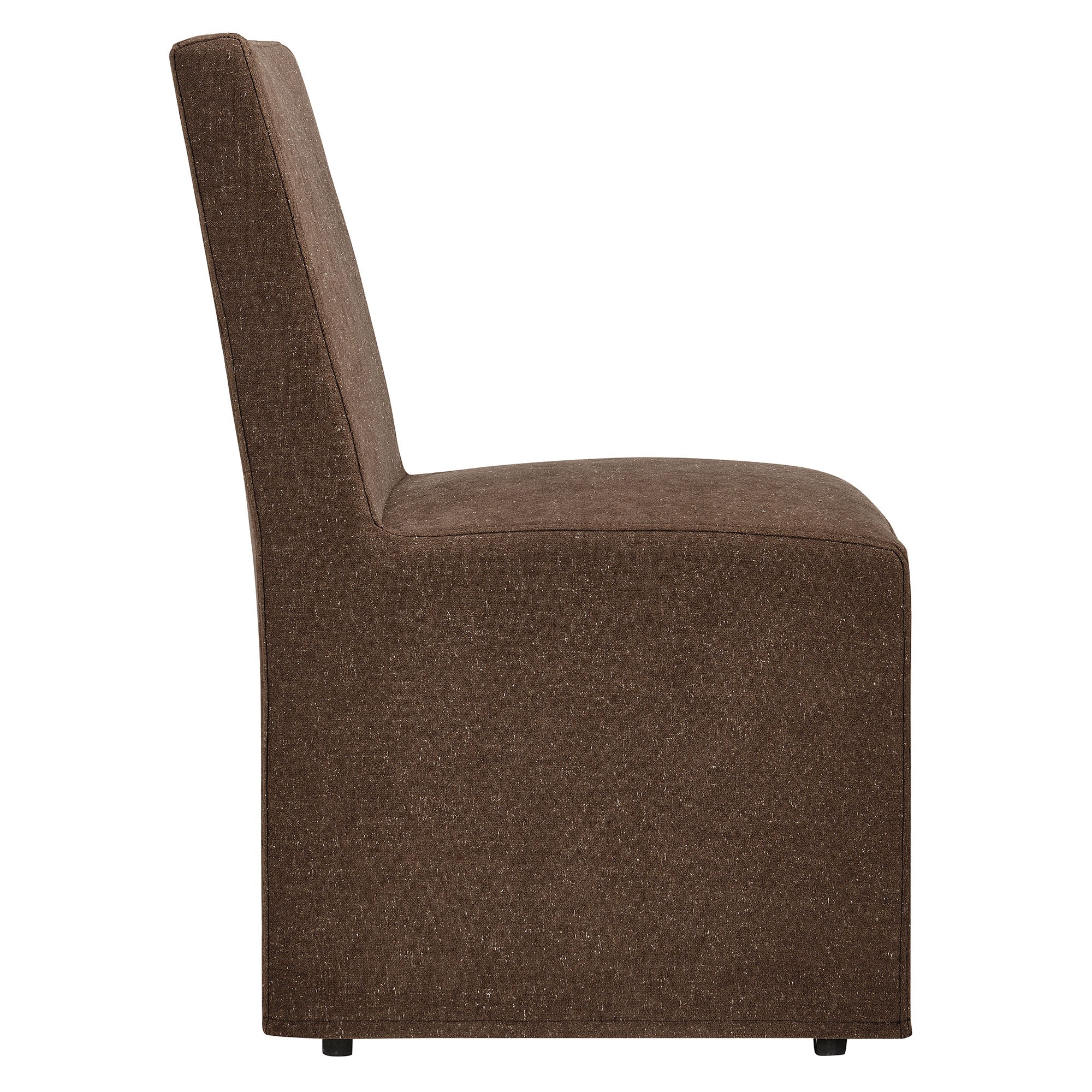 Tessera Upholstered Linen-Blend Slipcovered Dining Chair, Cocoa