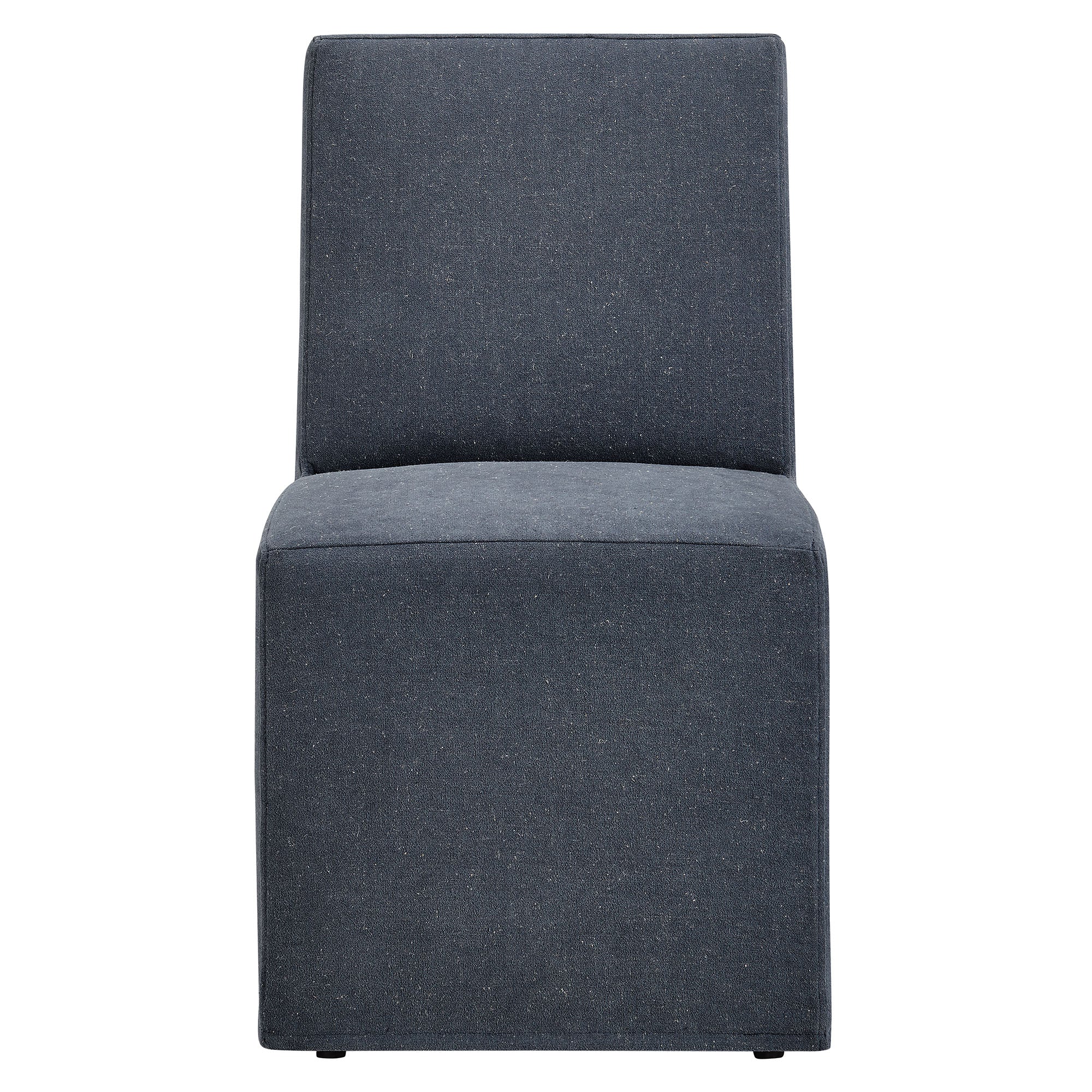 Tessera Upholstered Linen-Blend Slipcovered Dining Chair, Denim