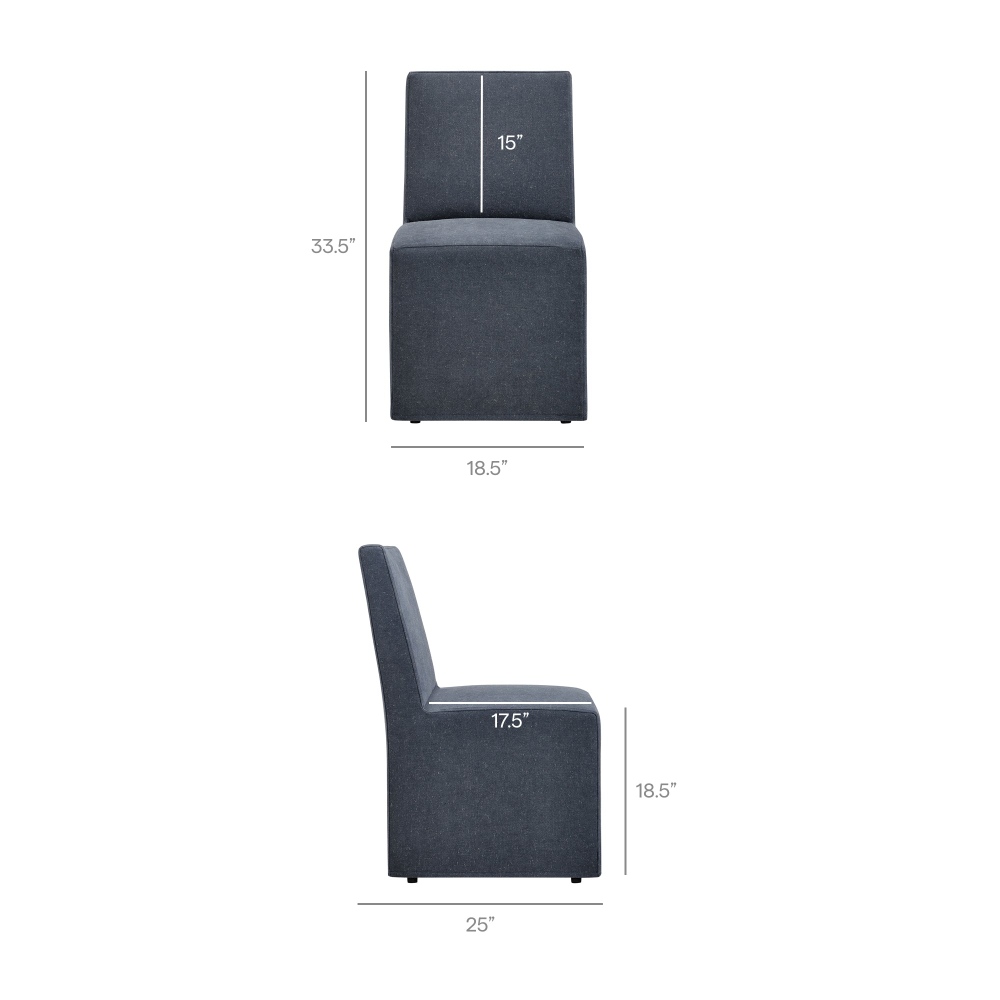 Tessera Upholstered Linen-Blend Slipcovered Dining Chair, Denim