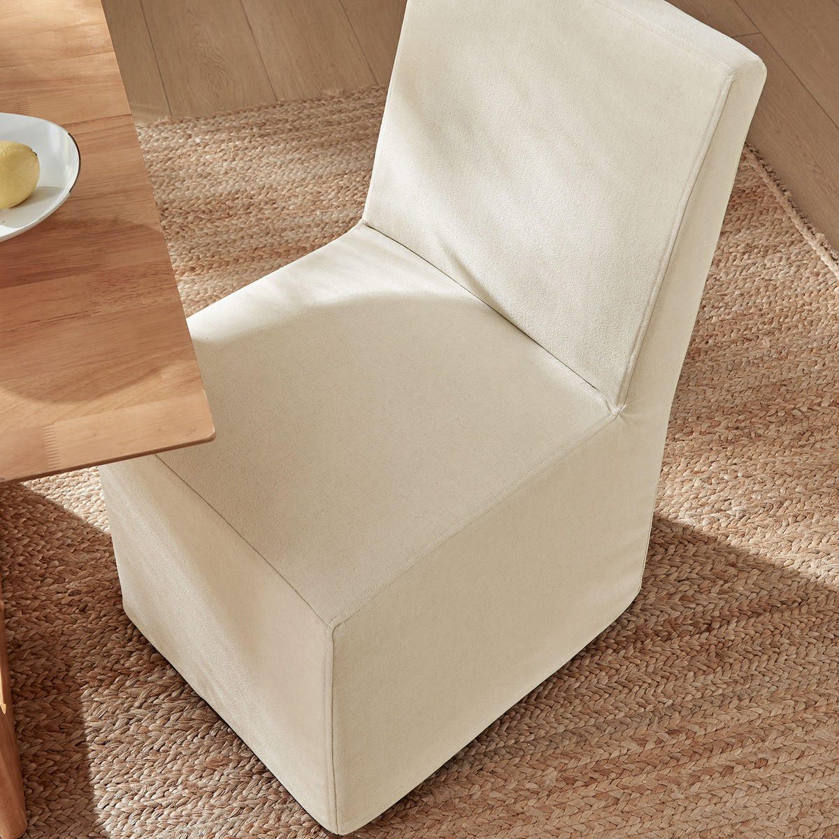 Tessera Upholstered Linen-Blend Slipcovered Dining Chair, Linen