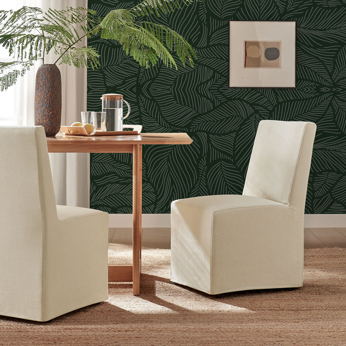 Tessera Upholstered Linen-Blend Slipcovered Dining Chair, Linen