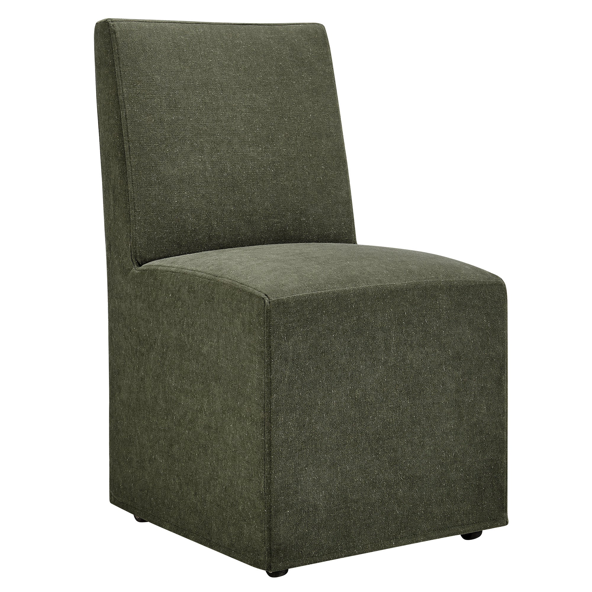 Tessera Upholstered Linen-Blend Slipcovered Dining Chair, Sage