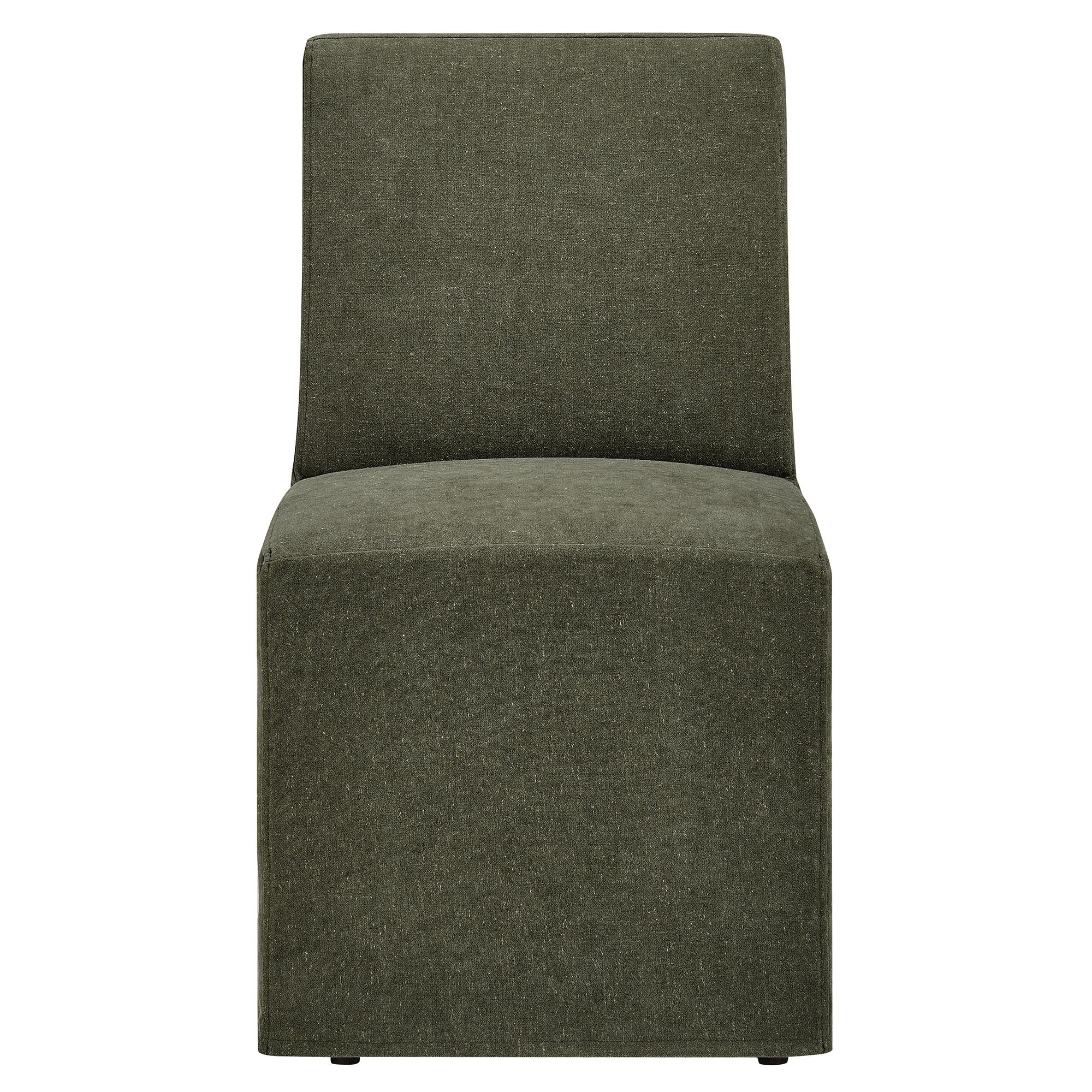Tessera Upholstered Linen-Blend Slipcovered Dining Chair, Sage