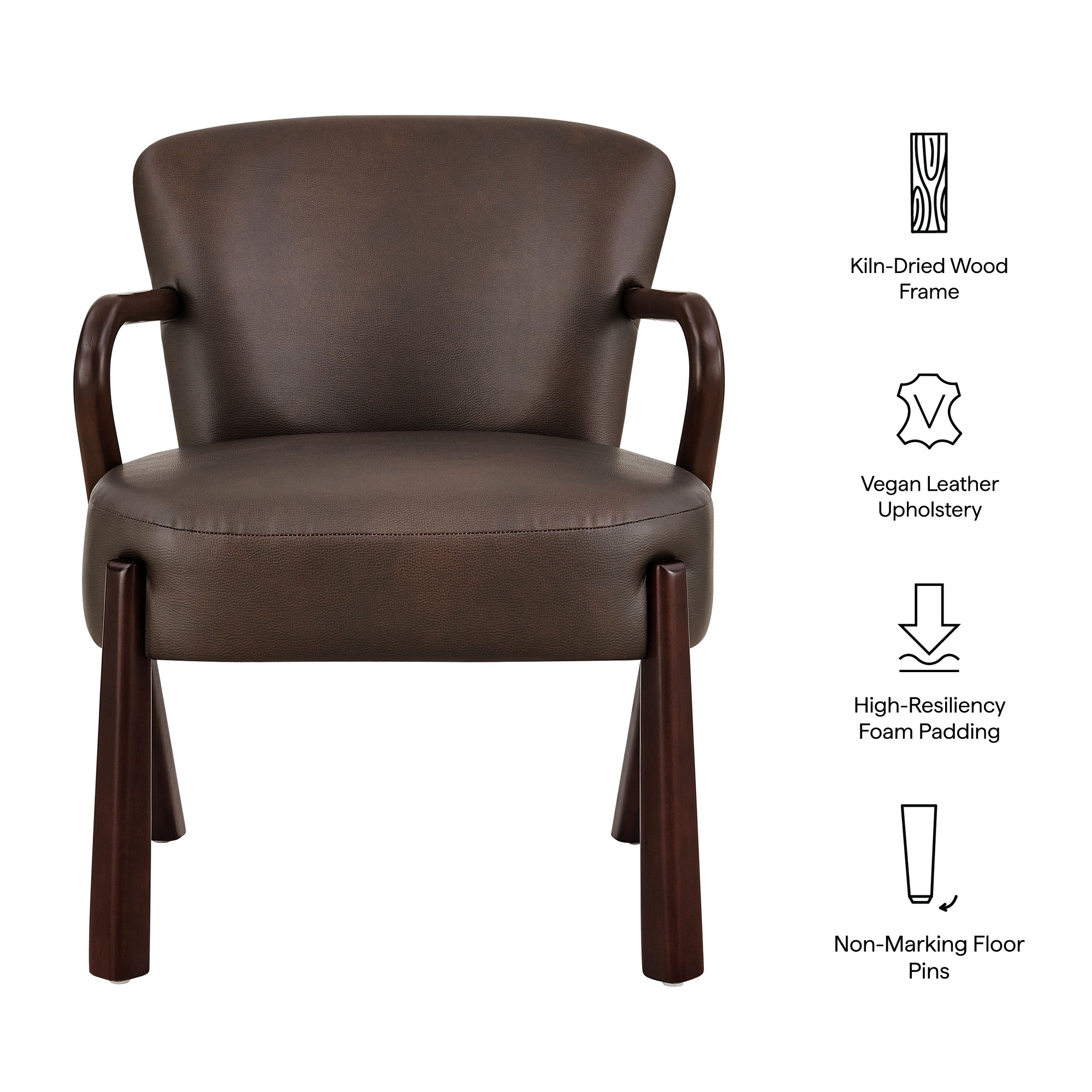 Arden Faux Leather Upholstered Accent Armchair, Espresso