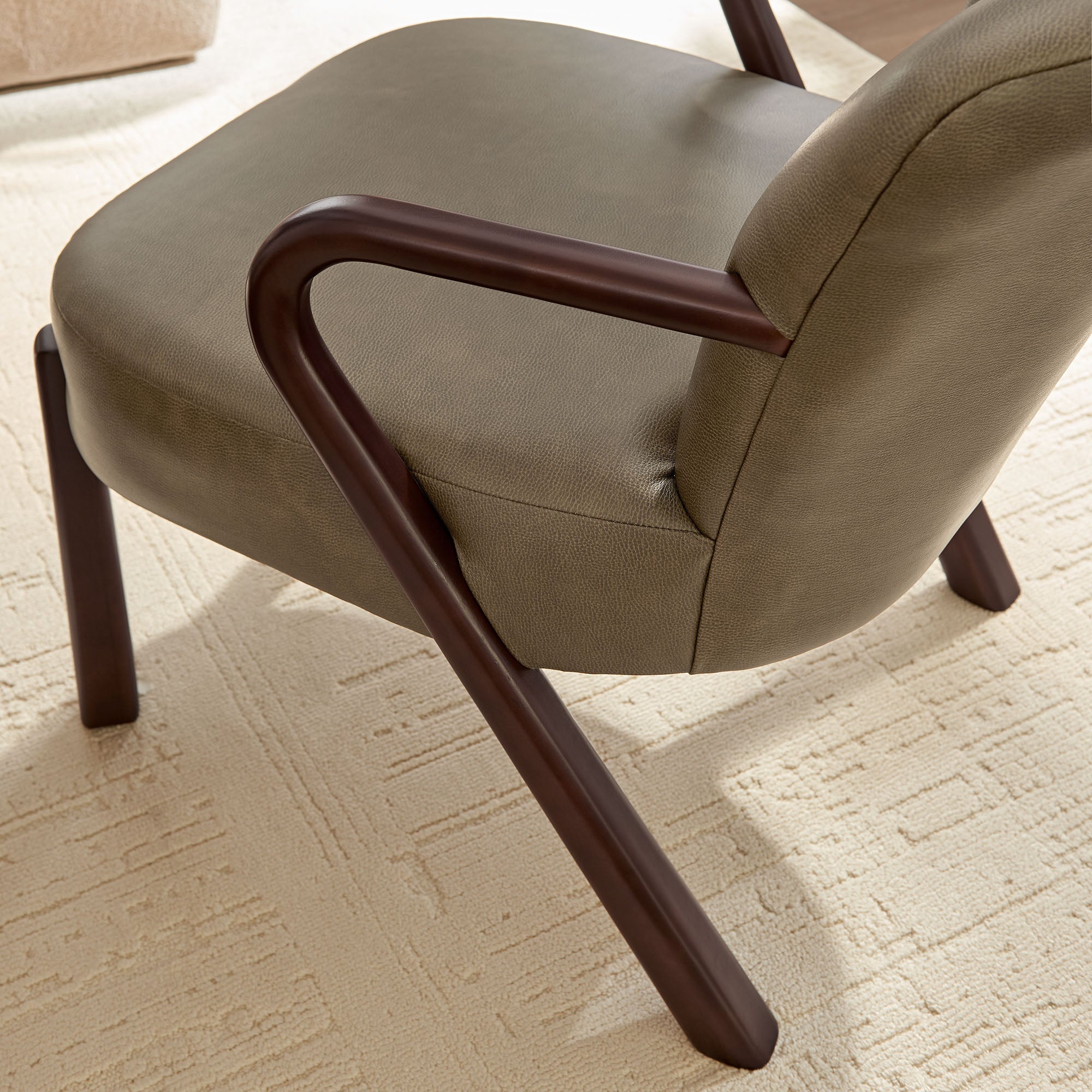 Arden Faux Leather Upholstered Accent Armchair, Mushroom