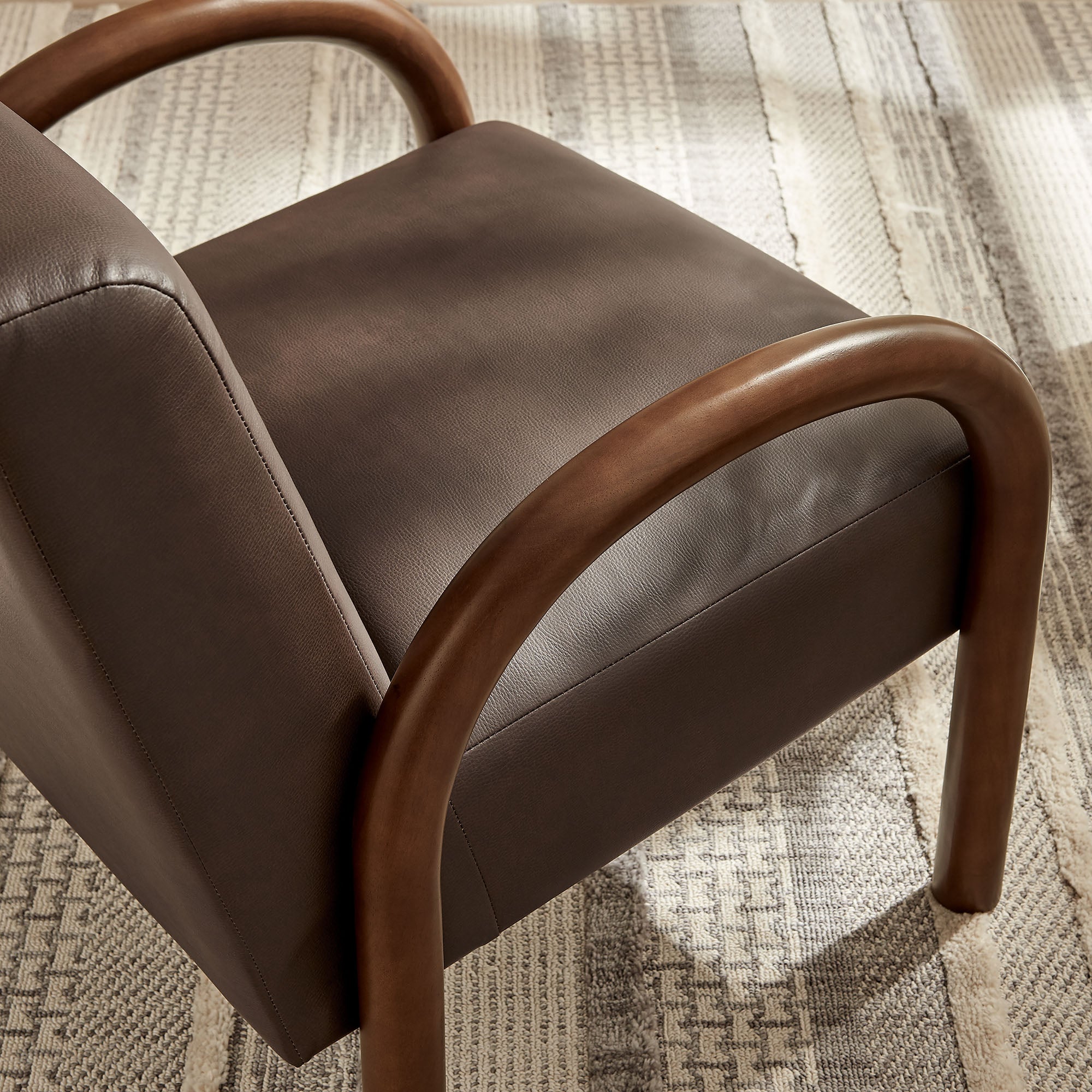 Lunet Faux Leather Upholstered Accent Chair, Espresso