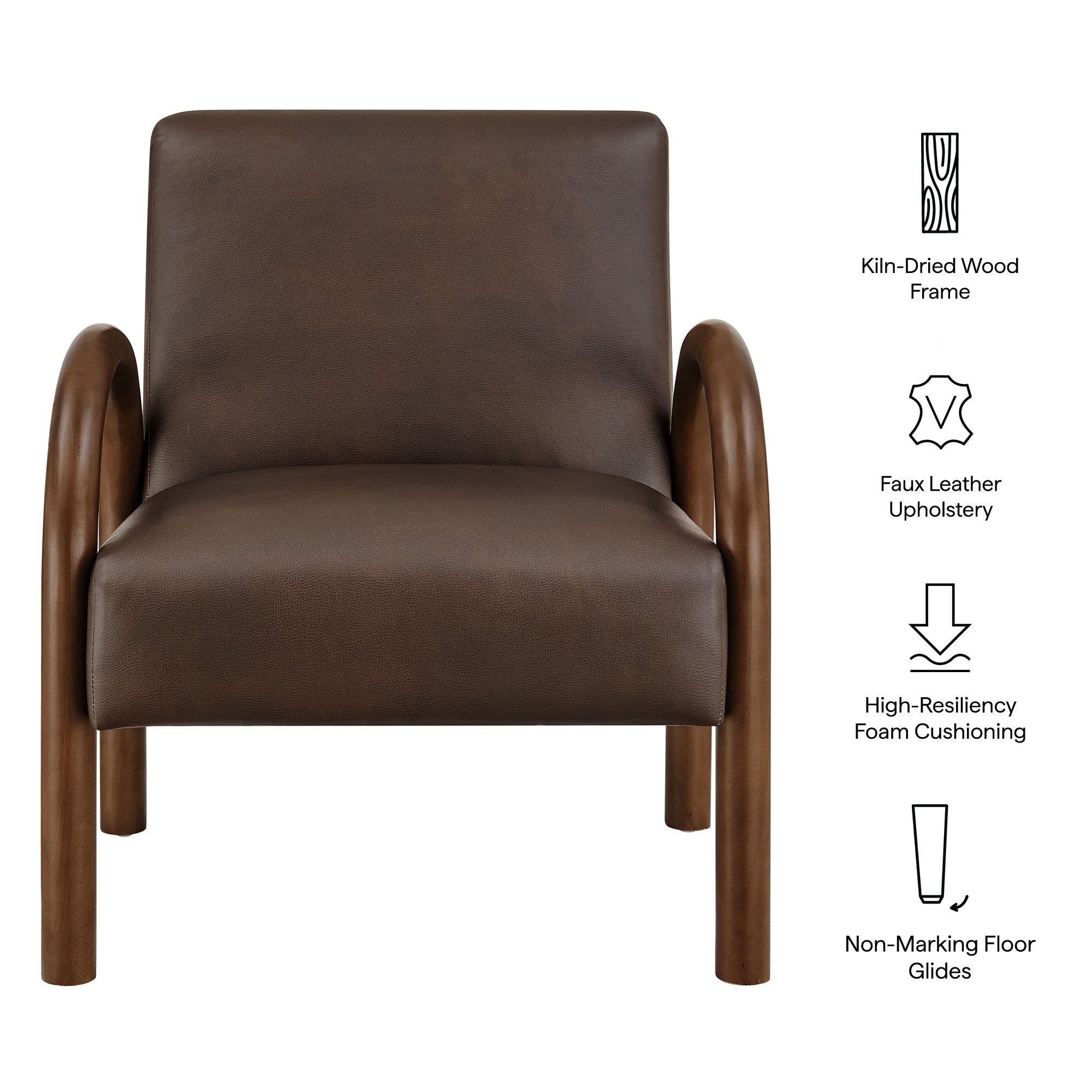Lunet Faux Leather Upholstered Accent Chair, Espresso