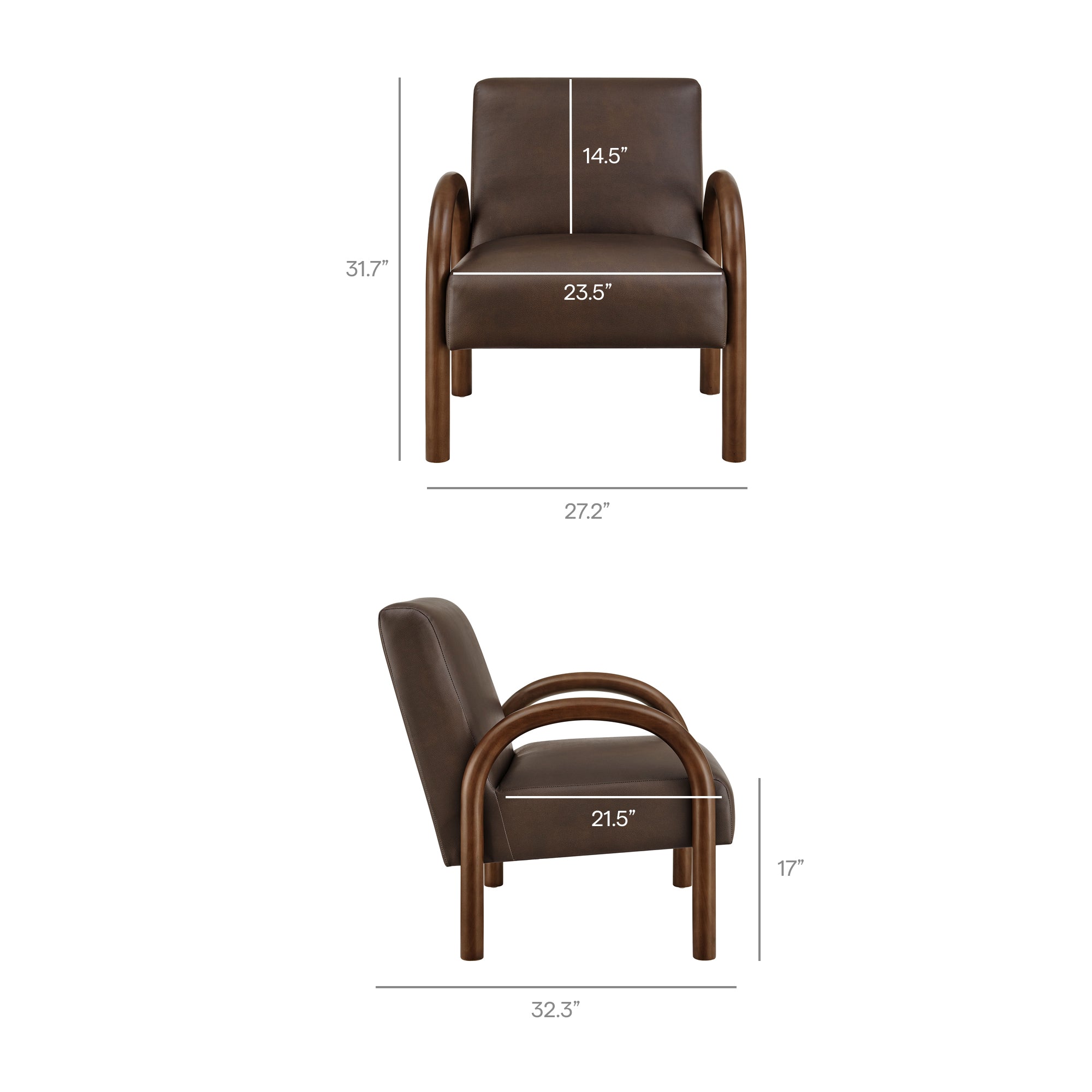 Lunet Faux Leather Upholstered Accent Chair, Espresso