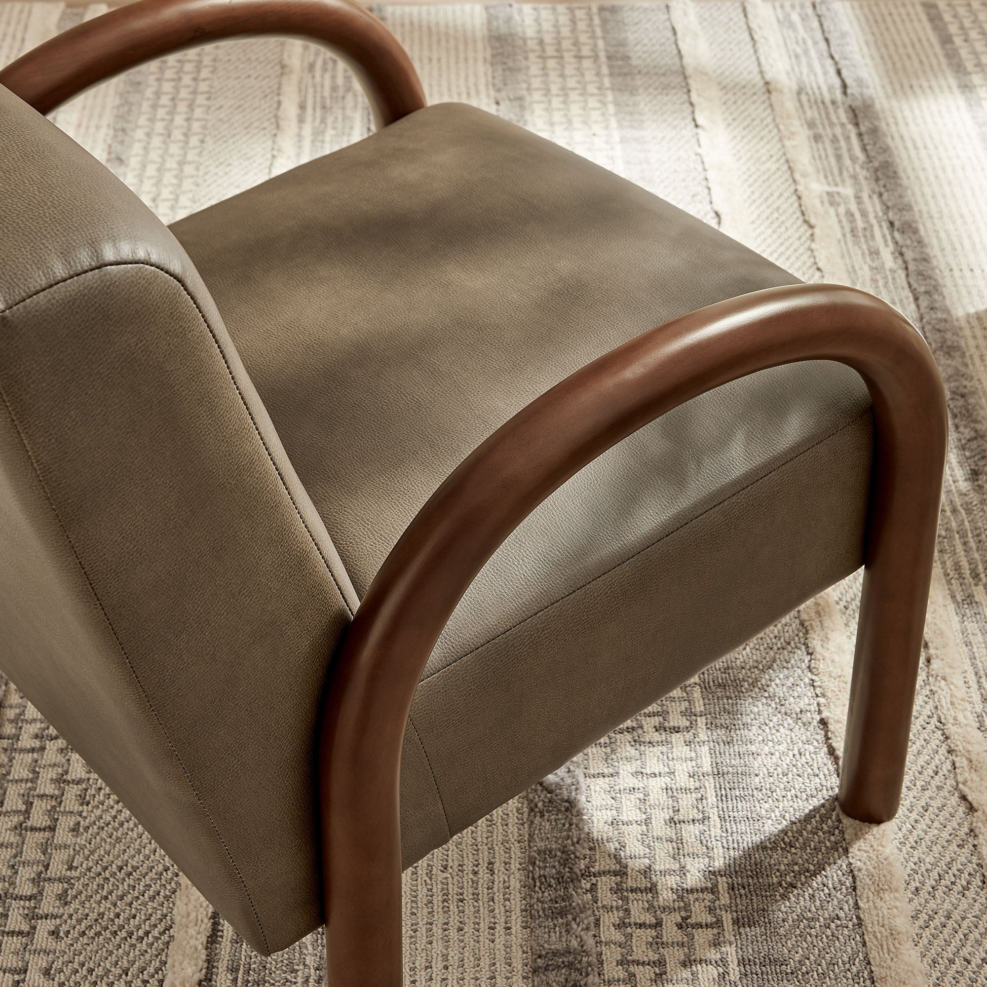 Lunet Faux Leather Upholstered Accent Chair, Mushroom