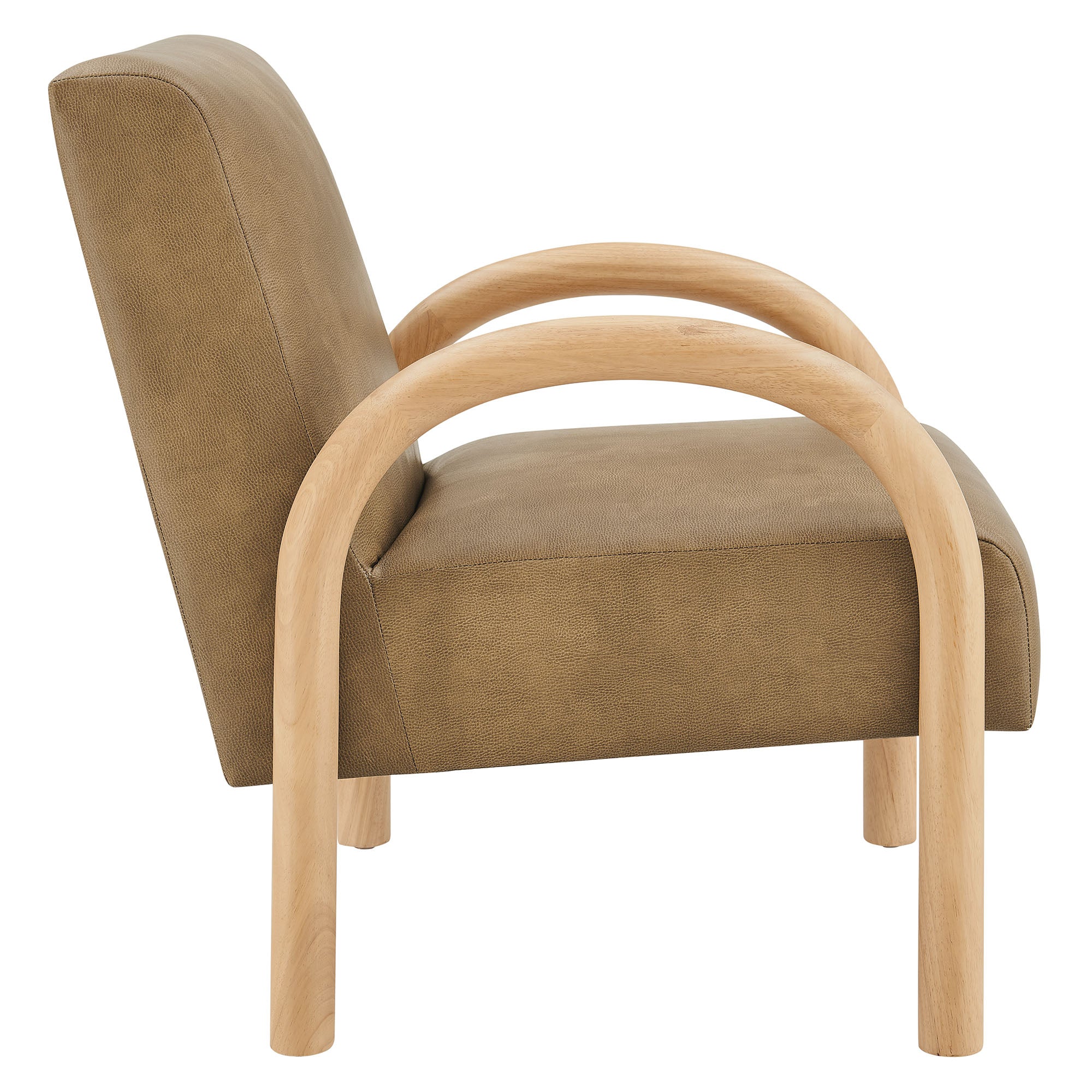 Lunet Faux Leather Upholstered Accent Chair, Toast