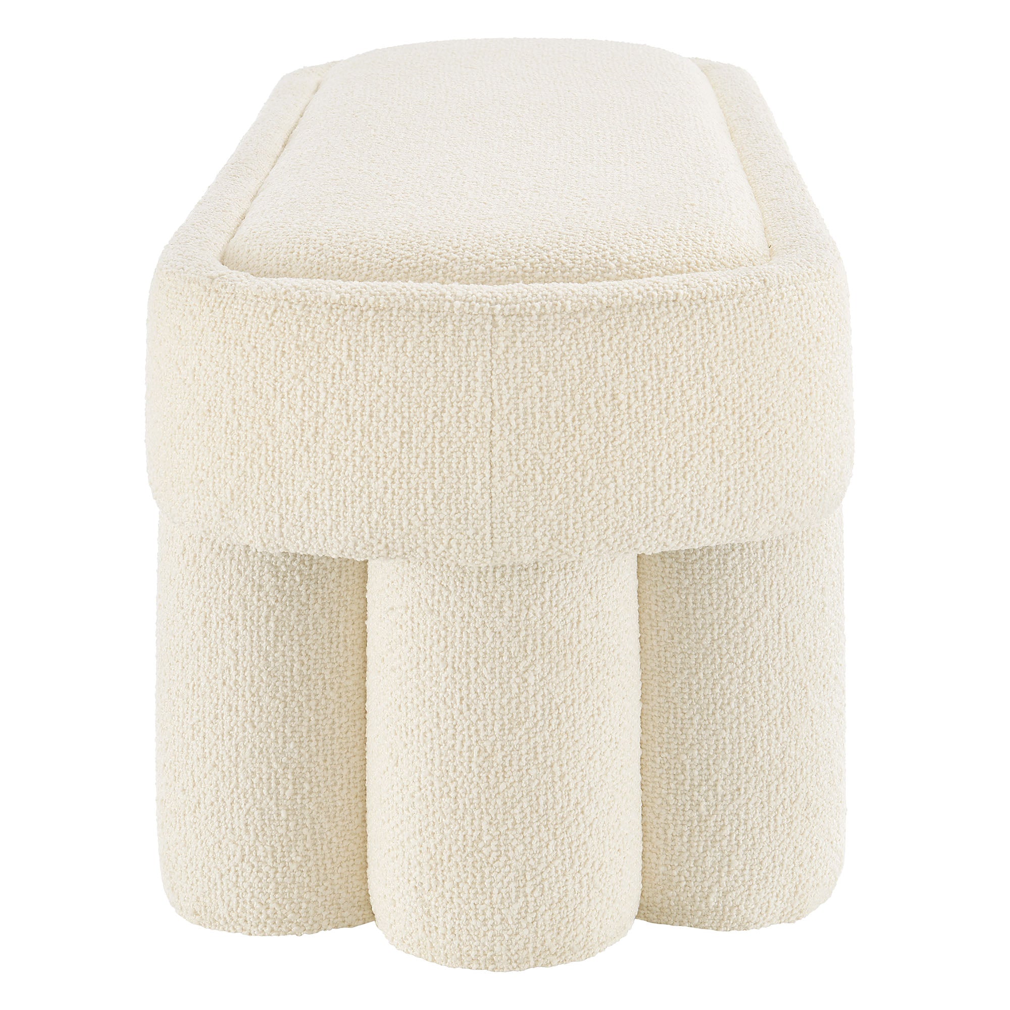 Mossi 52-Inch Oval Boucle Fabric Bench, Cream