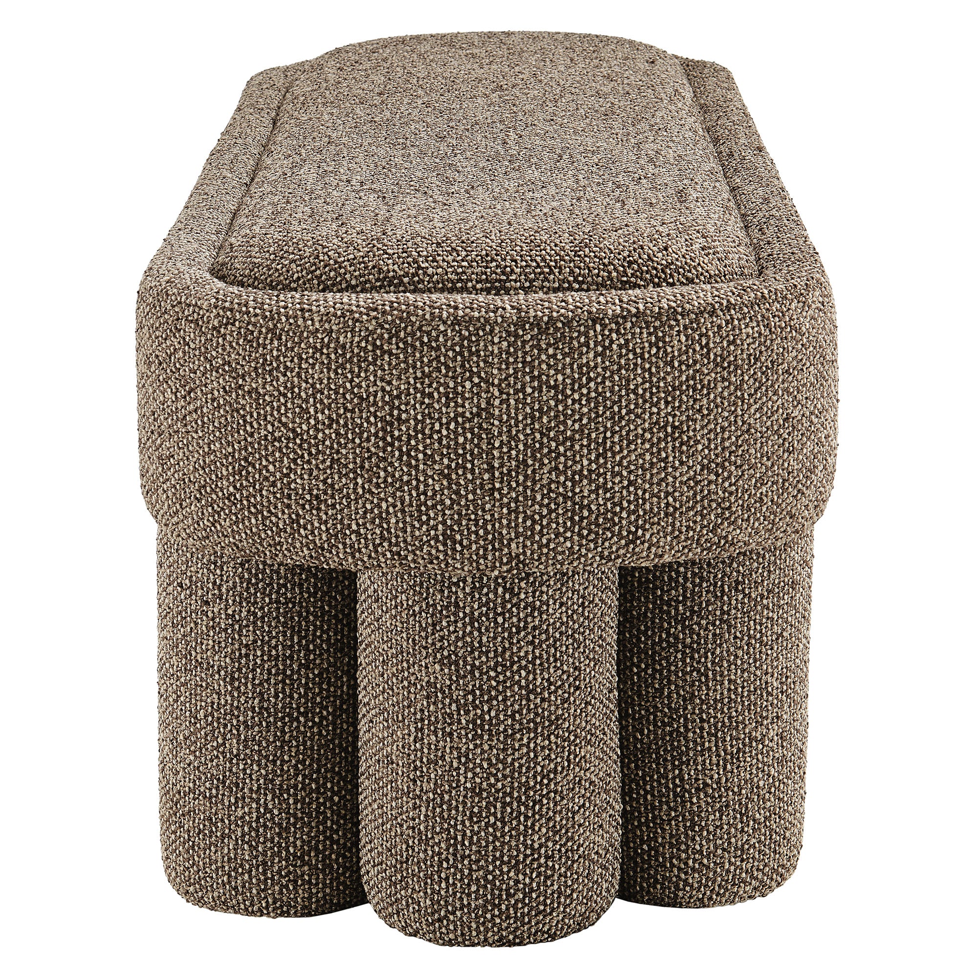Mossi 52-Inch Oval Boucle Fabric Bench, Earth