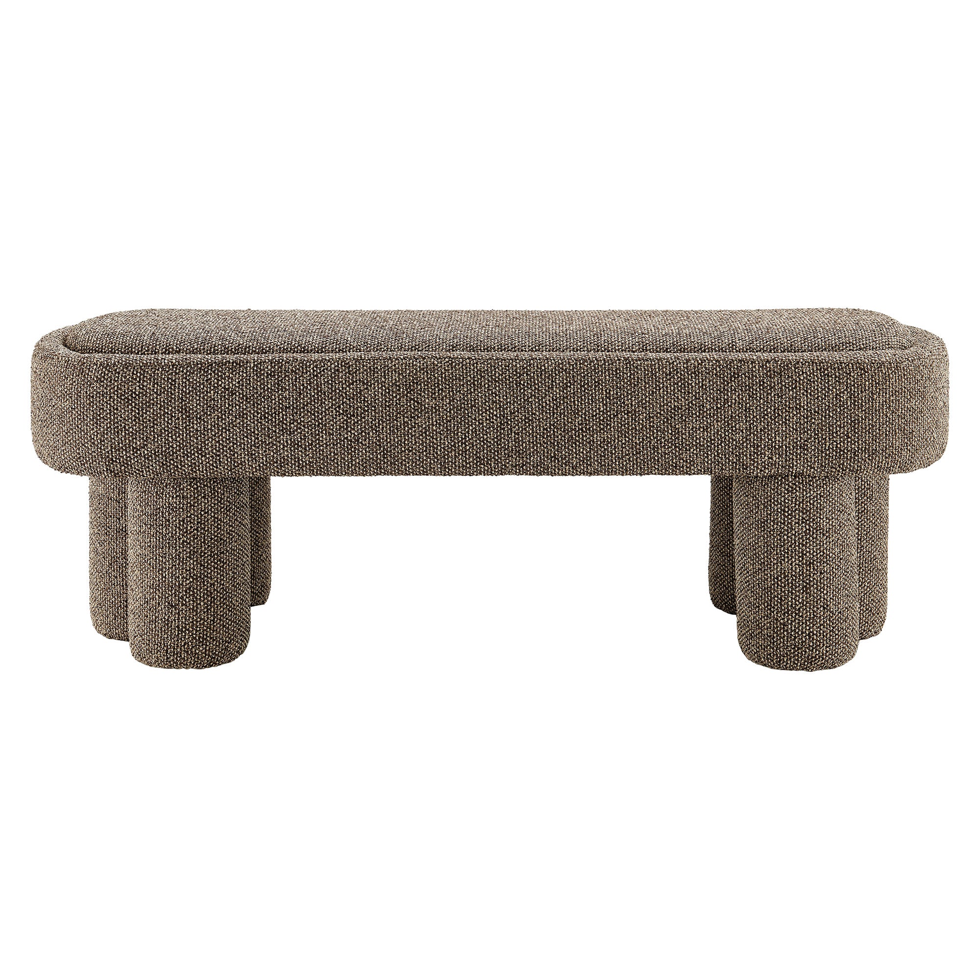 Mossi 52-Inch Oval Boucle Fabric Bench, Earth