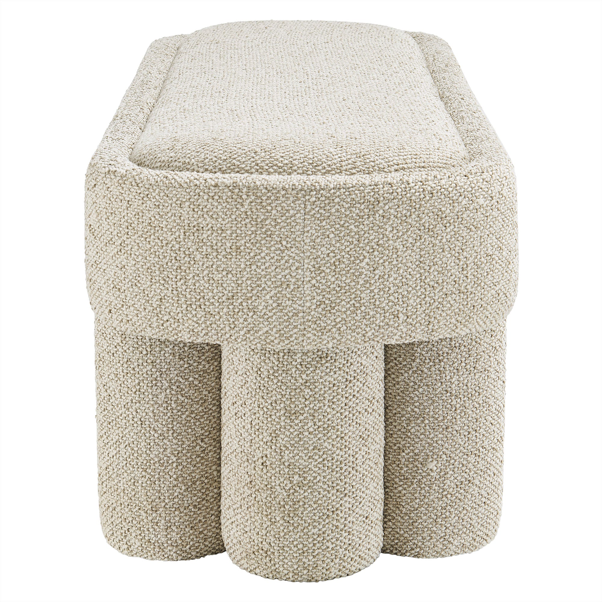 Mossi 52-Inch Oval Boucle Fabric Bench, Marble