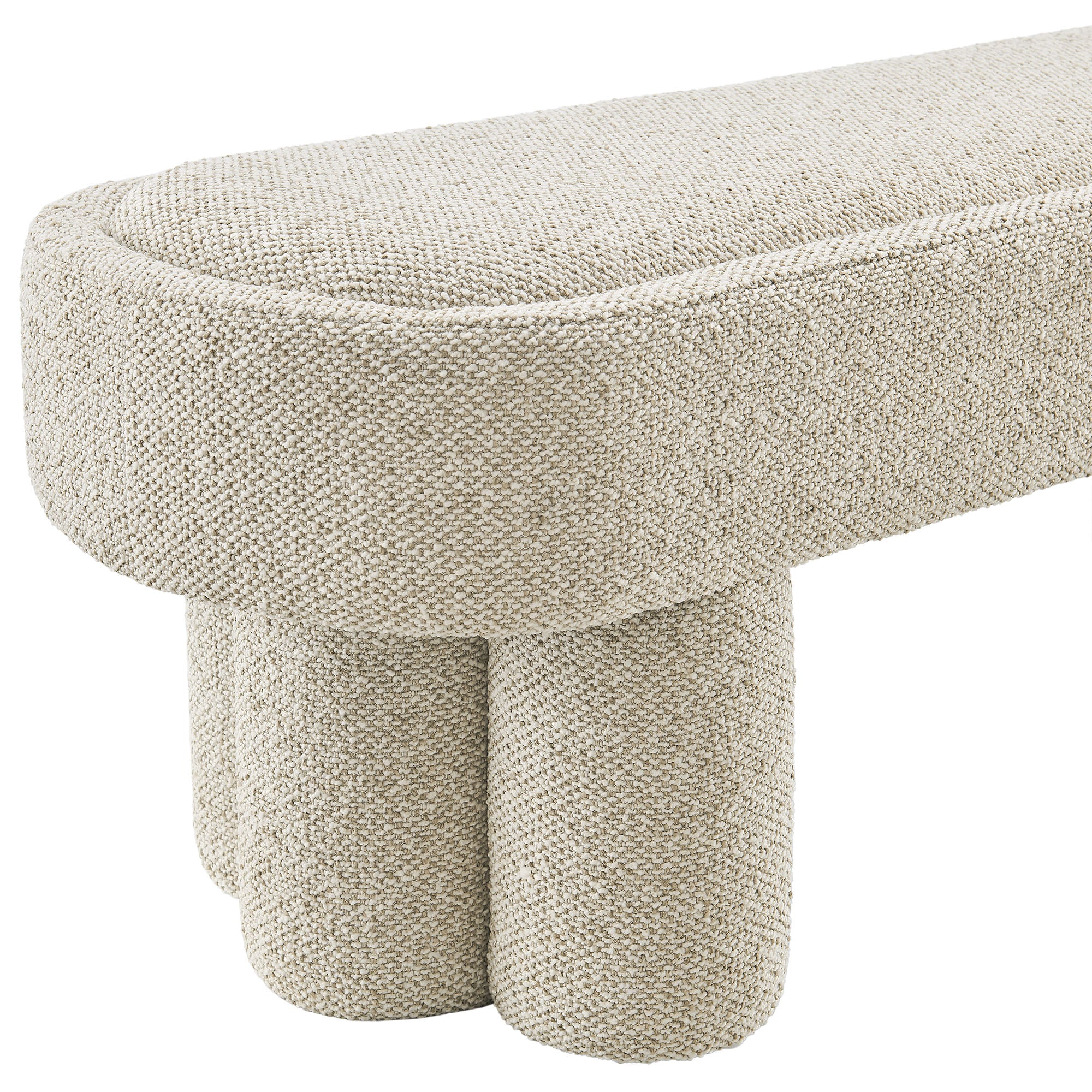 Mossi 52-Inch Oval Boucle Fabric Bench, Marble