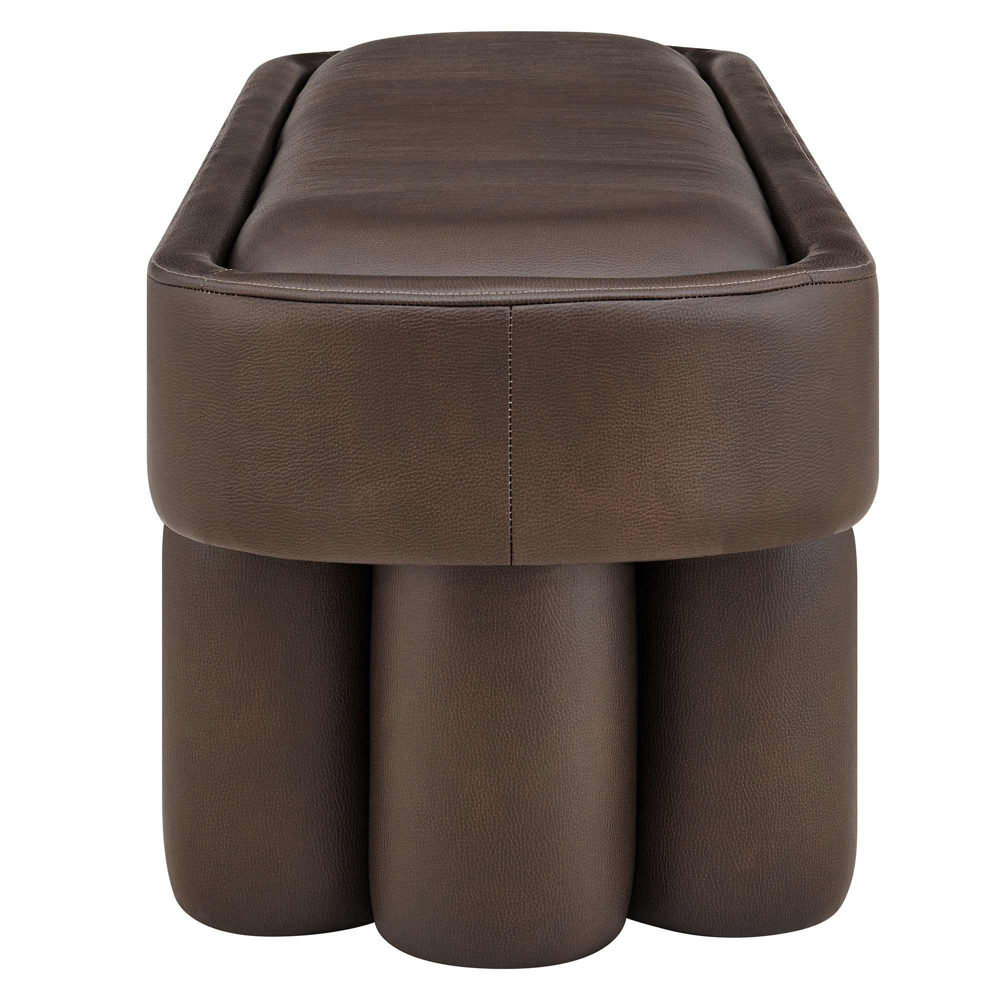 Mossi 52-Inch Oval Vegan Leather Bench, Espresso