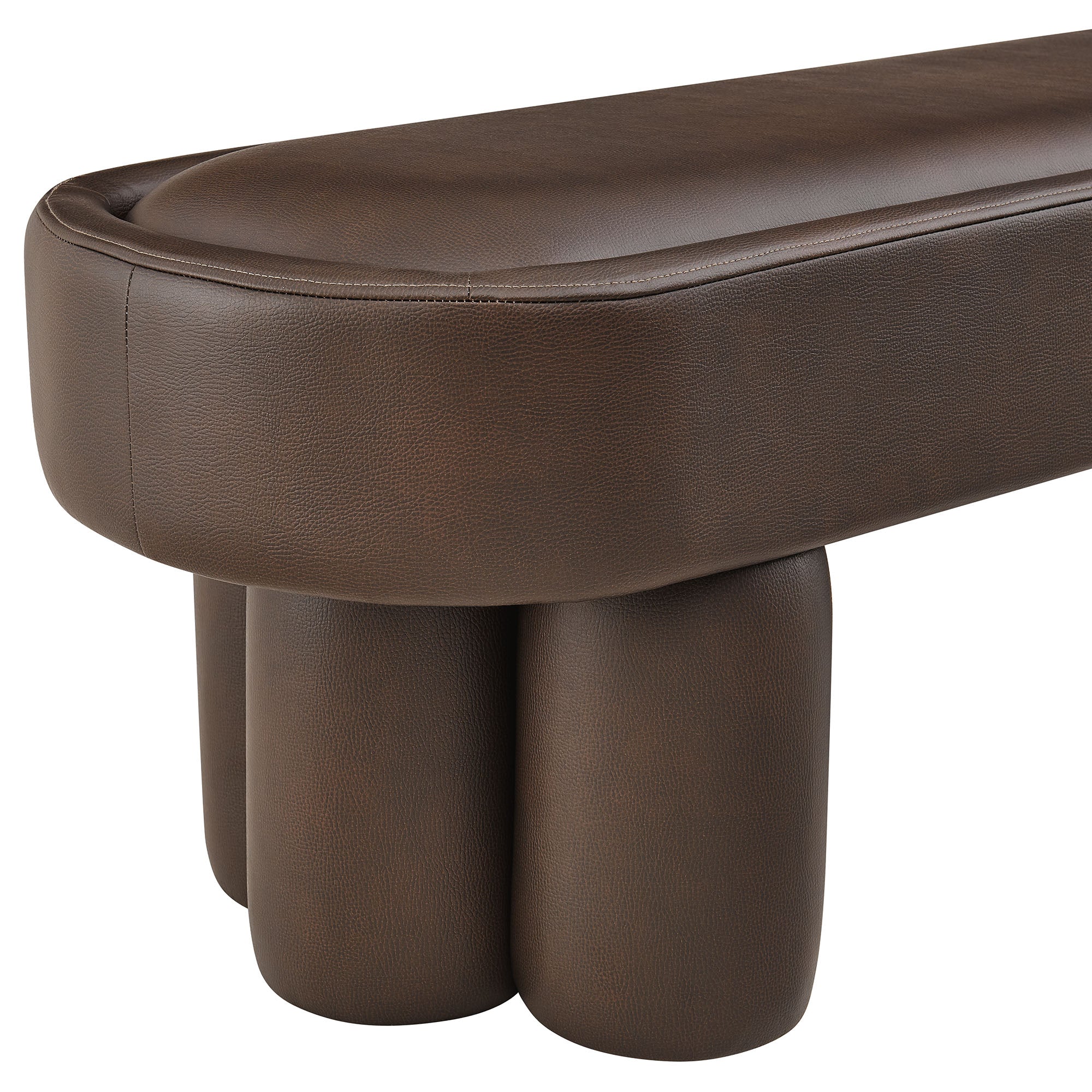 Mossi 52-Inch Oval Vegan Leather Bench, Espresso