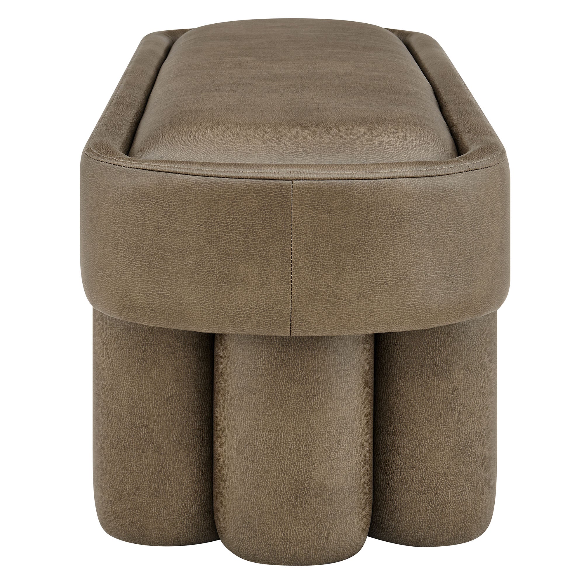 Mossi 52-Inch Oval Vegan Leather Bench, Mushroom