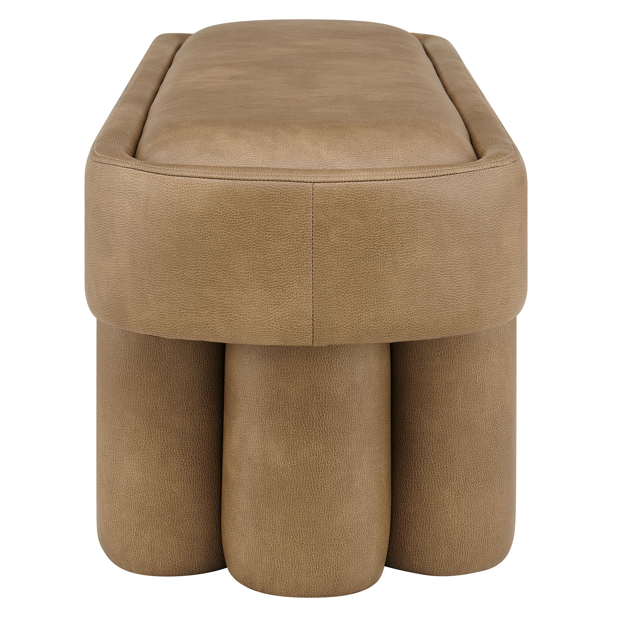 Mossi 52-Inch Oval Vegan Leather Bench, Toast