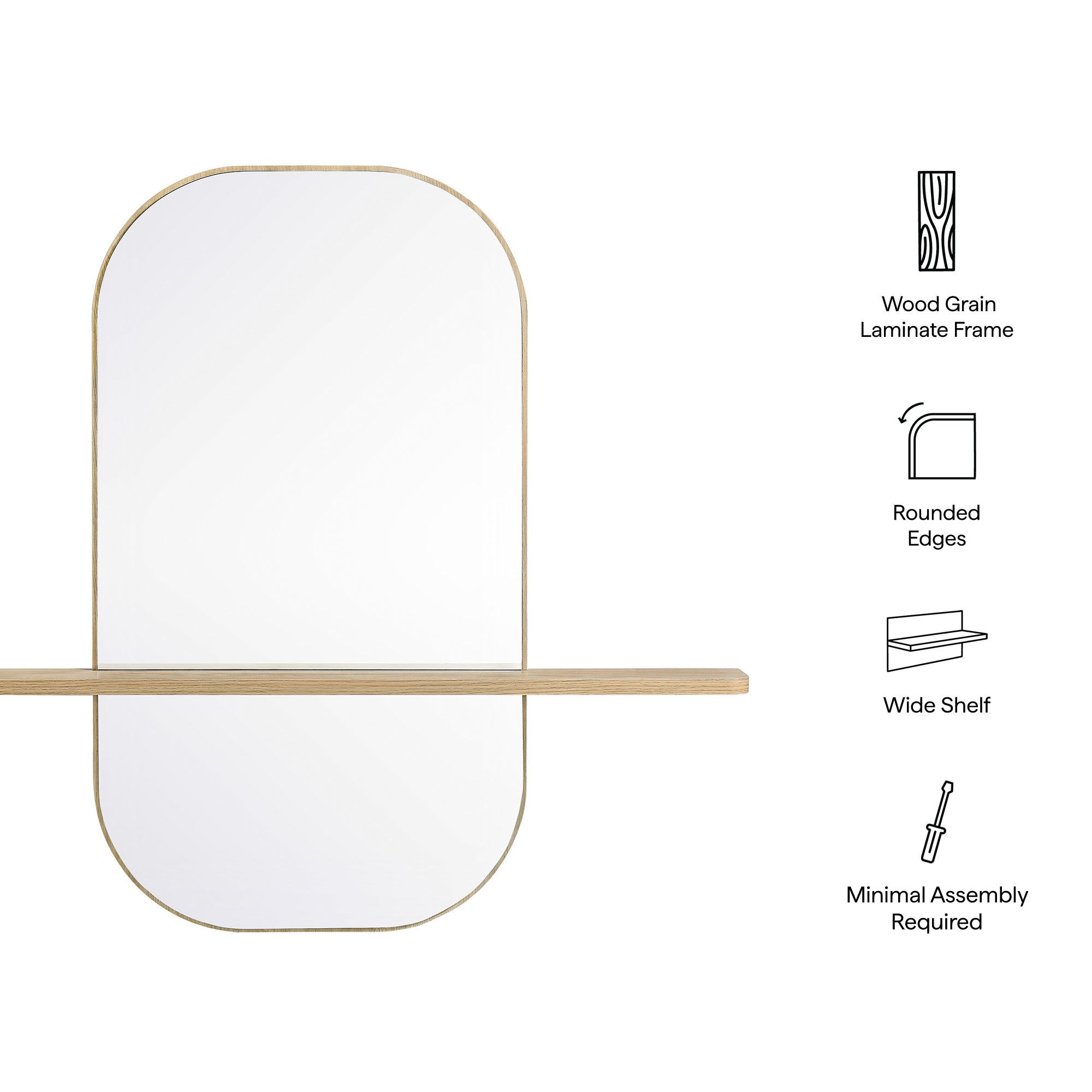 Solstice Large Oval Mirror, Oak