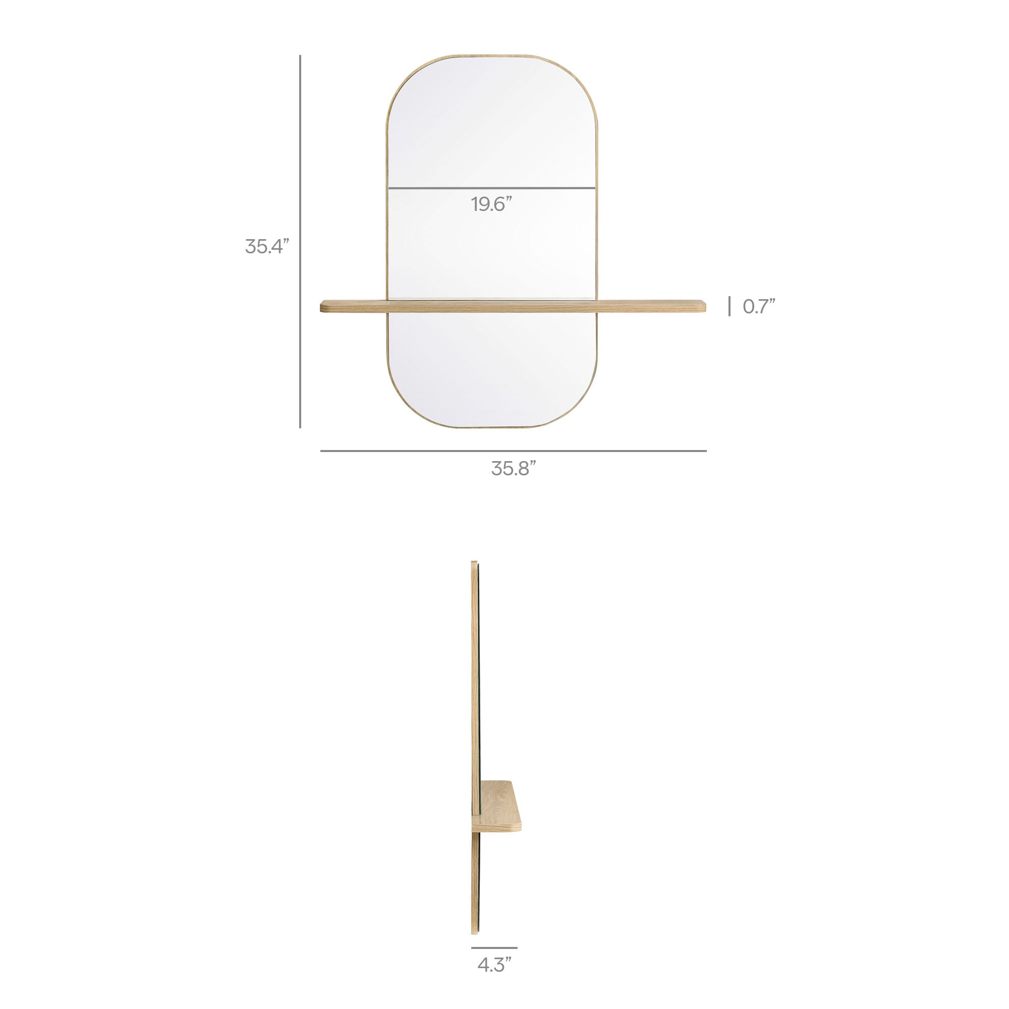 Solstice Large Oval Mirror, Oak