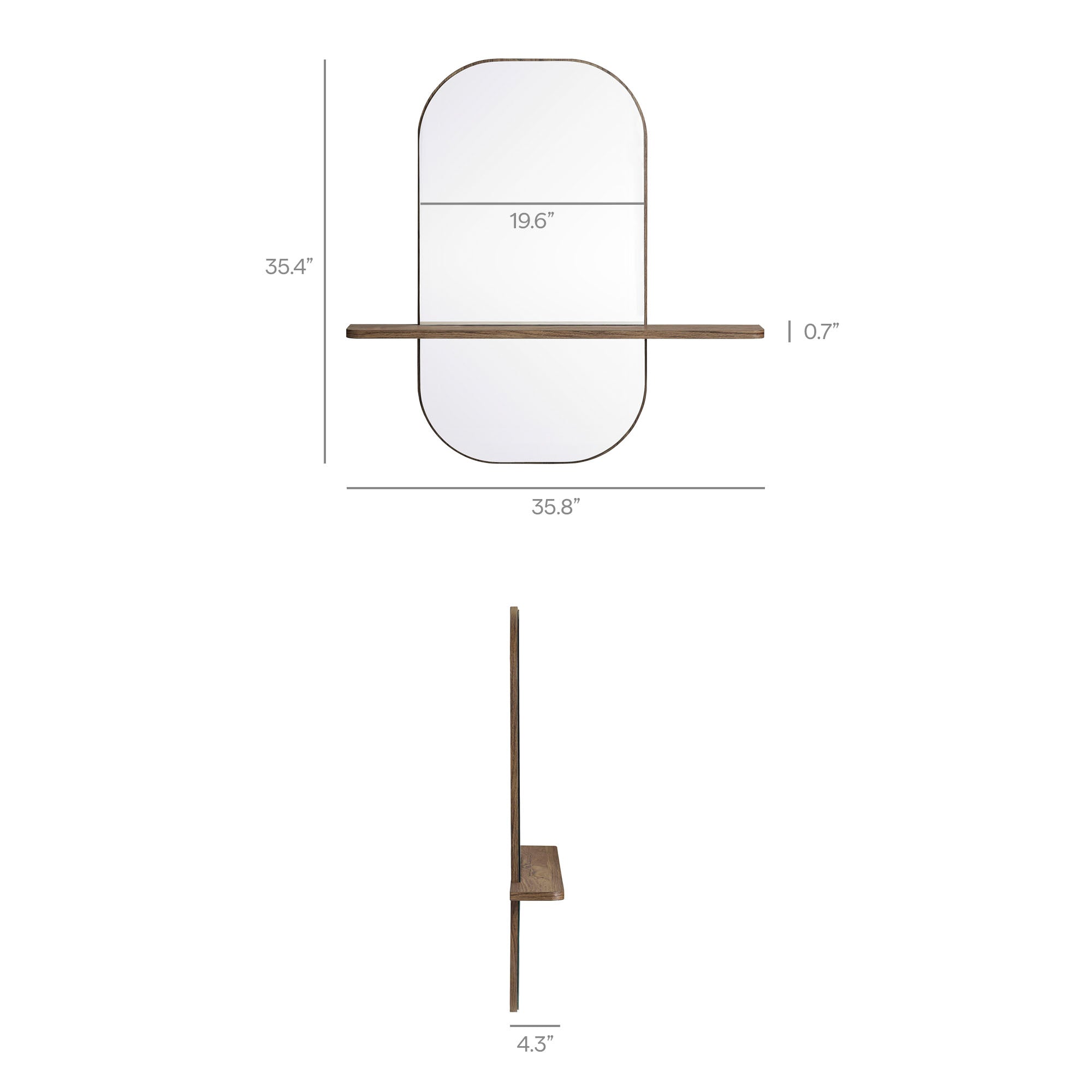 Solstice Large Oval Mirror, Walnut