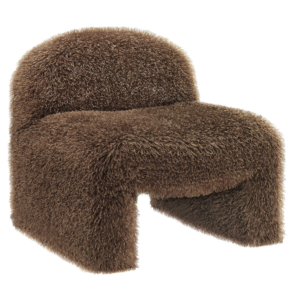 Mina Faux Fur Accent Chair, Brown