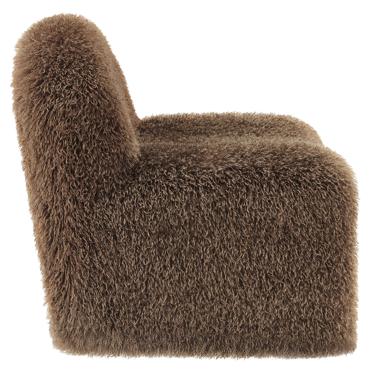 Mina Faux Fur Accent Chair, Brown