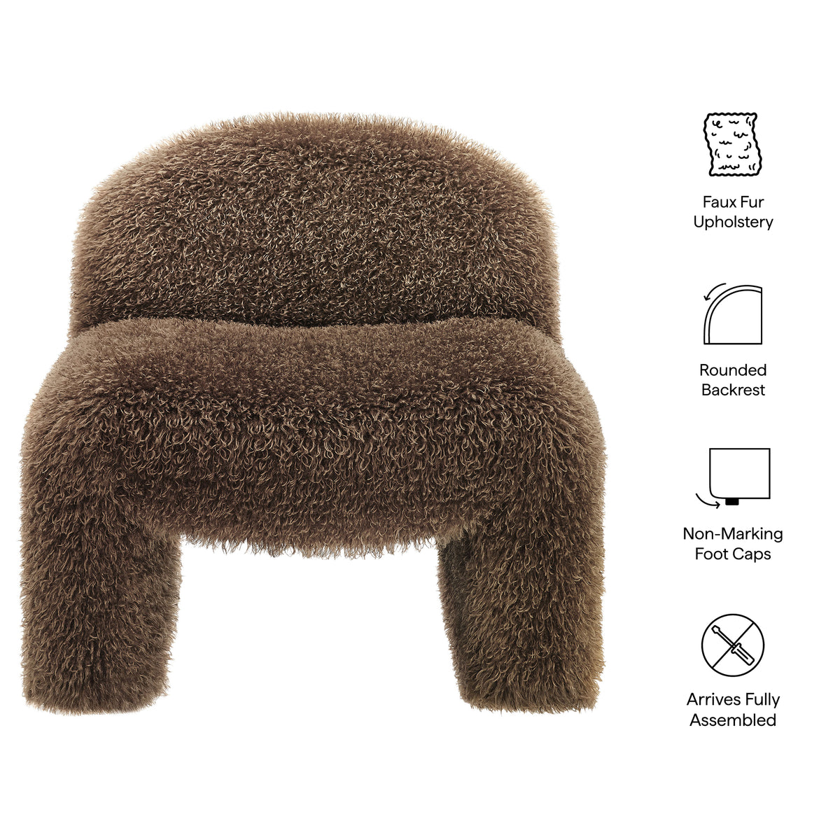 Mina Faux Fur Accent Chair, Brown