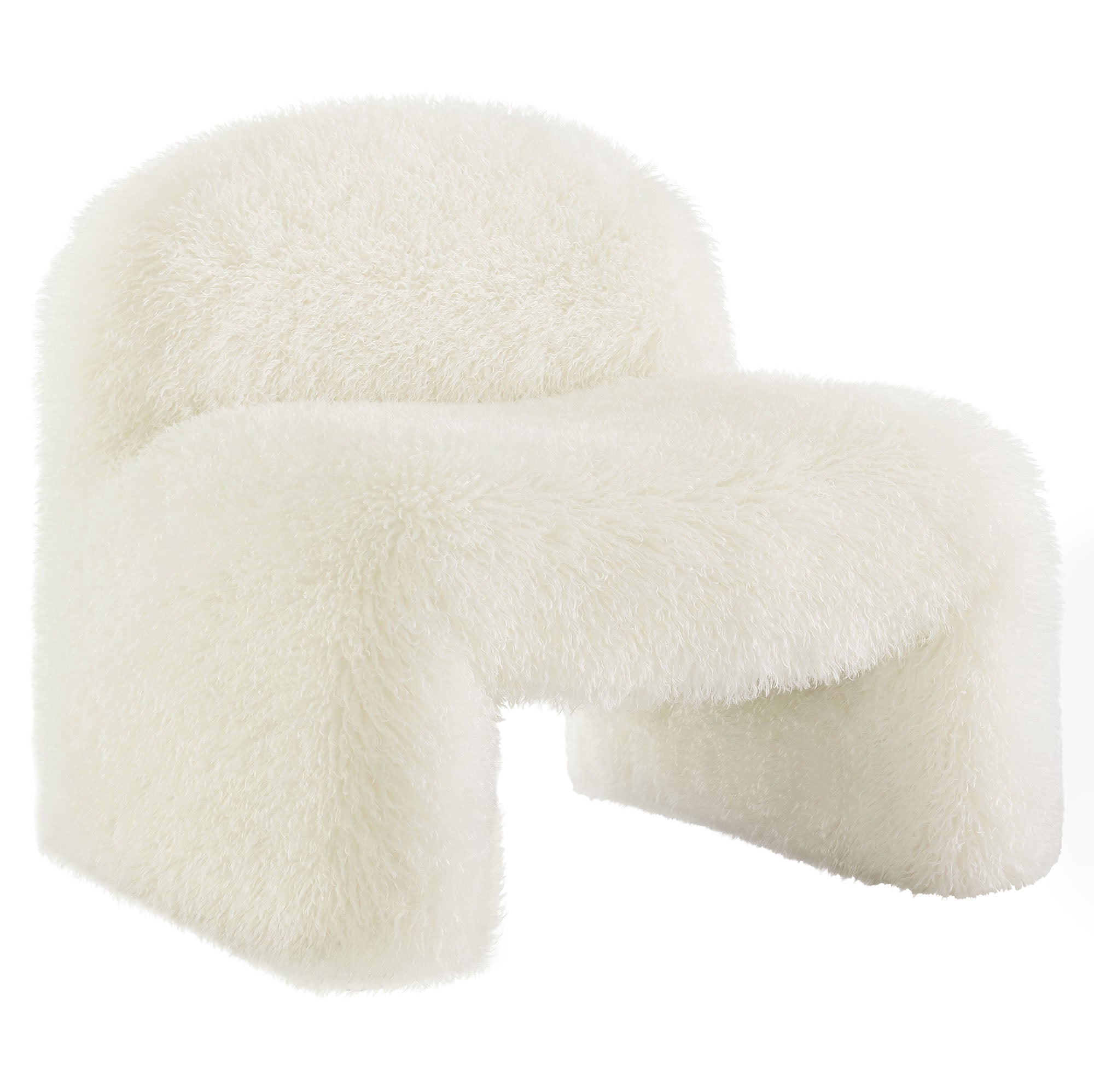 Mina Faux Fur Accent Chair, White