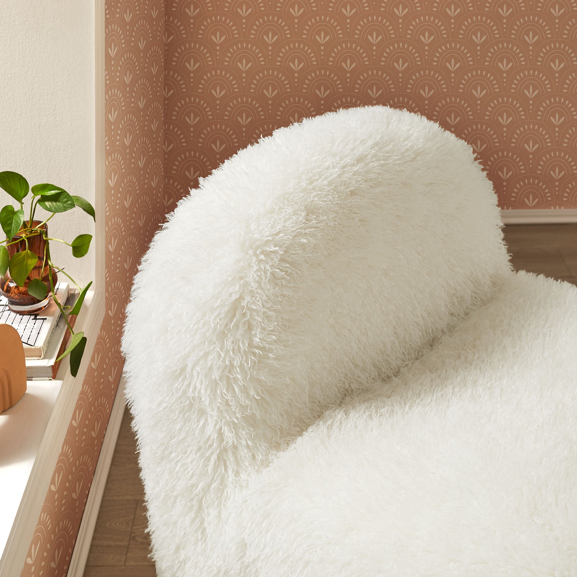 Mina Faux Fur Accent Chair, White