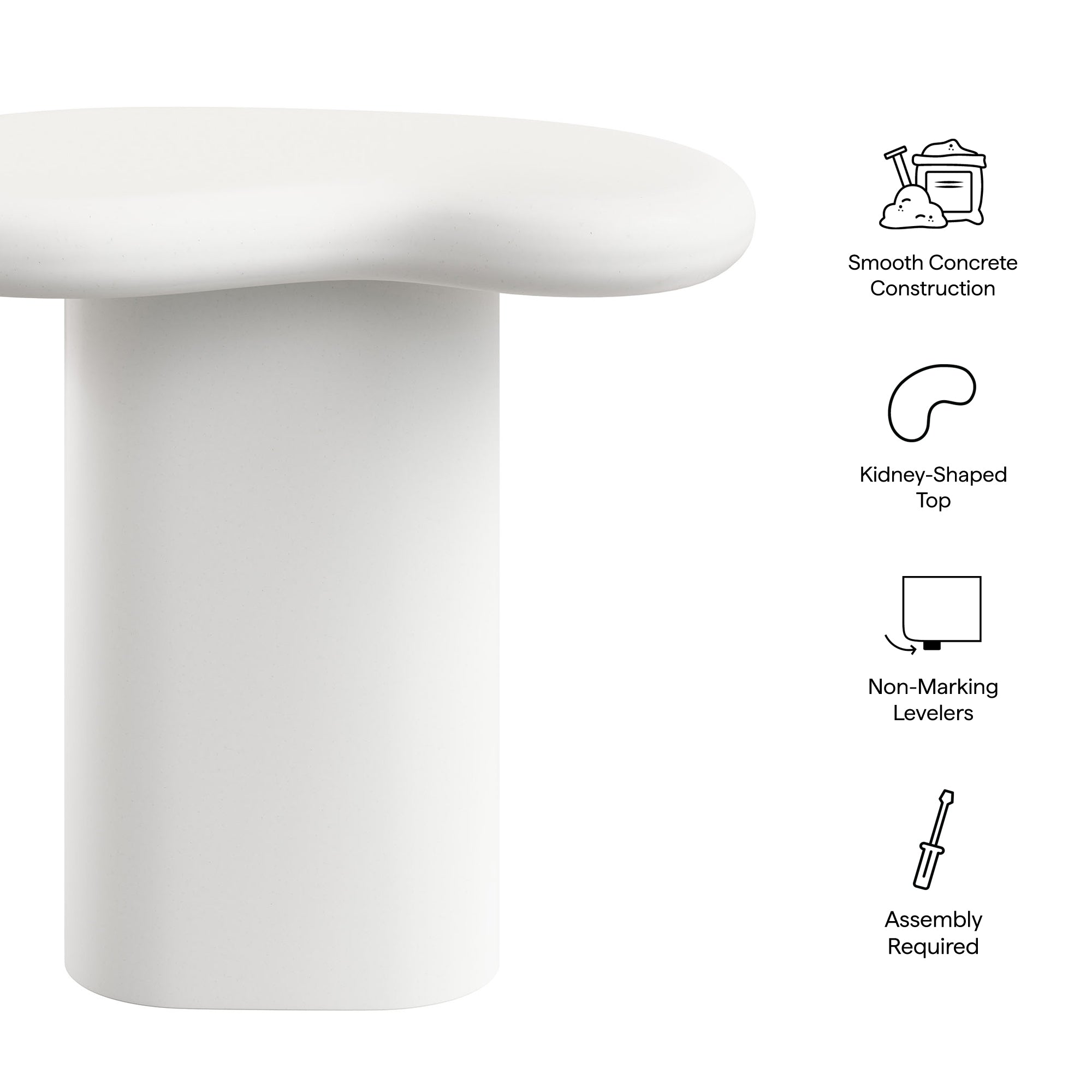 Elowen Outdoor Patio Side Table, White