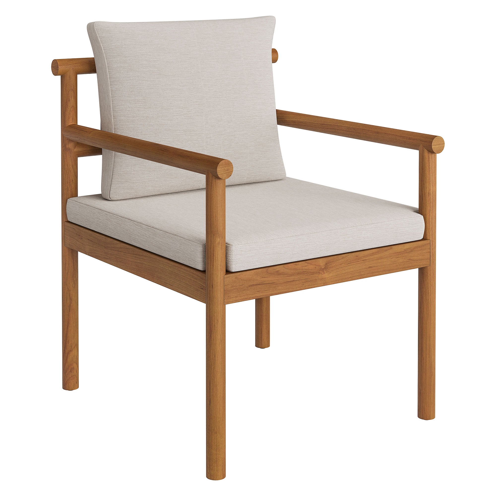 Eleni Outdoor Patio Teak Wood Rope Dining Chair, Natural Sail