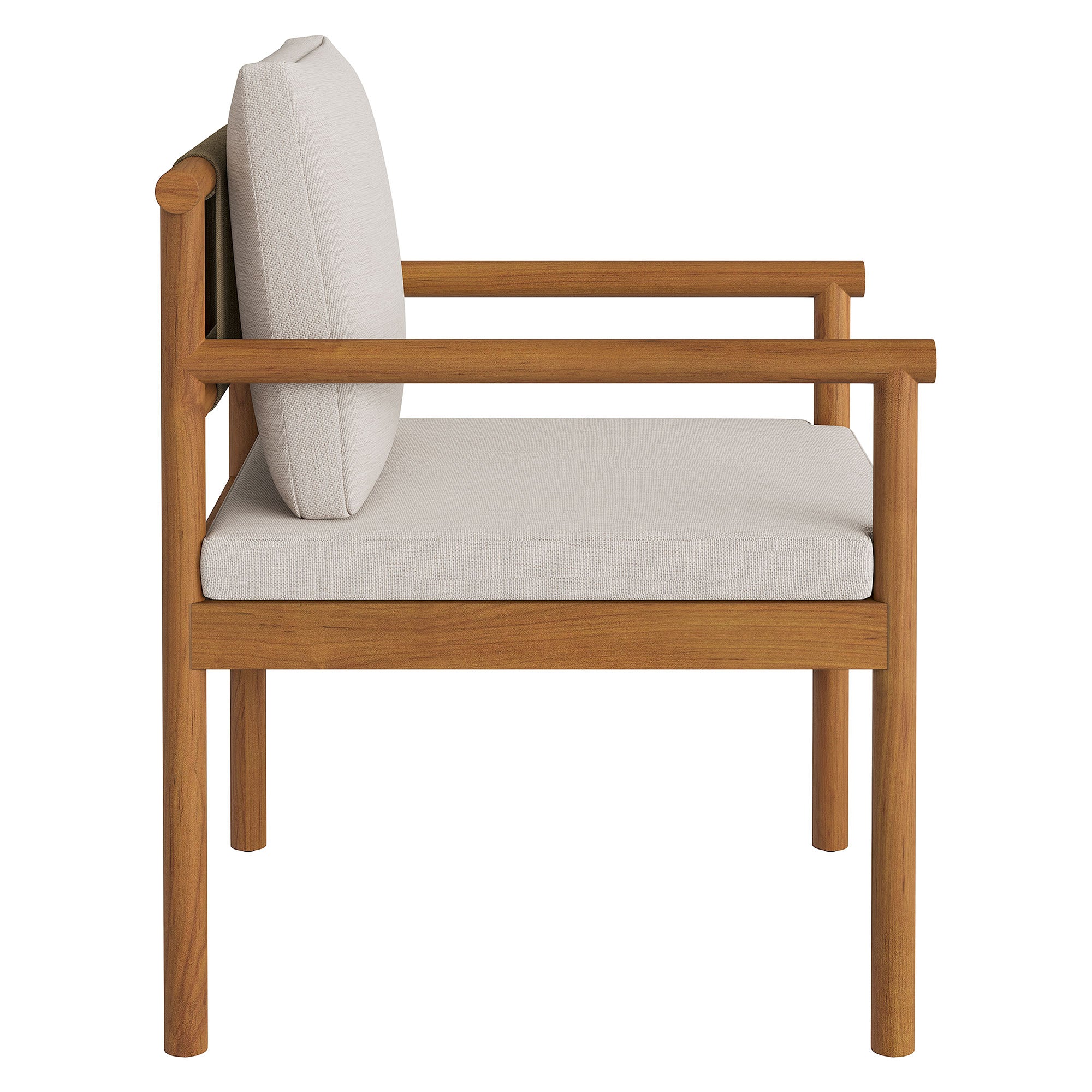 Eleni Outdoor Patio Teak Wood Rope Dining Chair, Natural Sail
